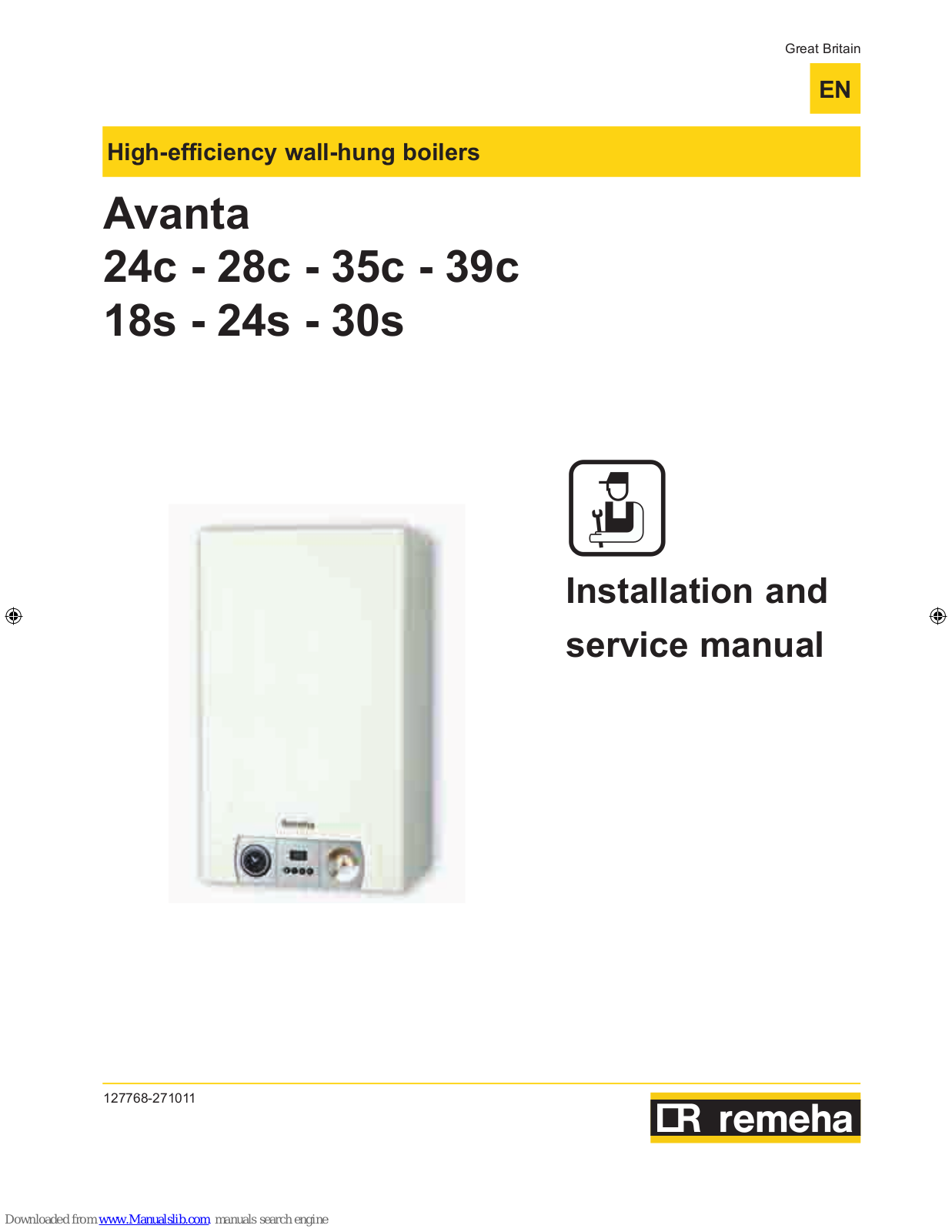 REMEHA Avanta 24c, Avanta 28c, Avanta 35c, Avanta 18s, Avanta 24s Installation And Service Manual