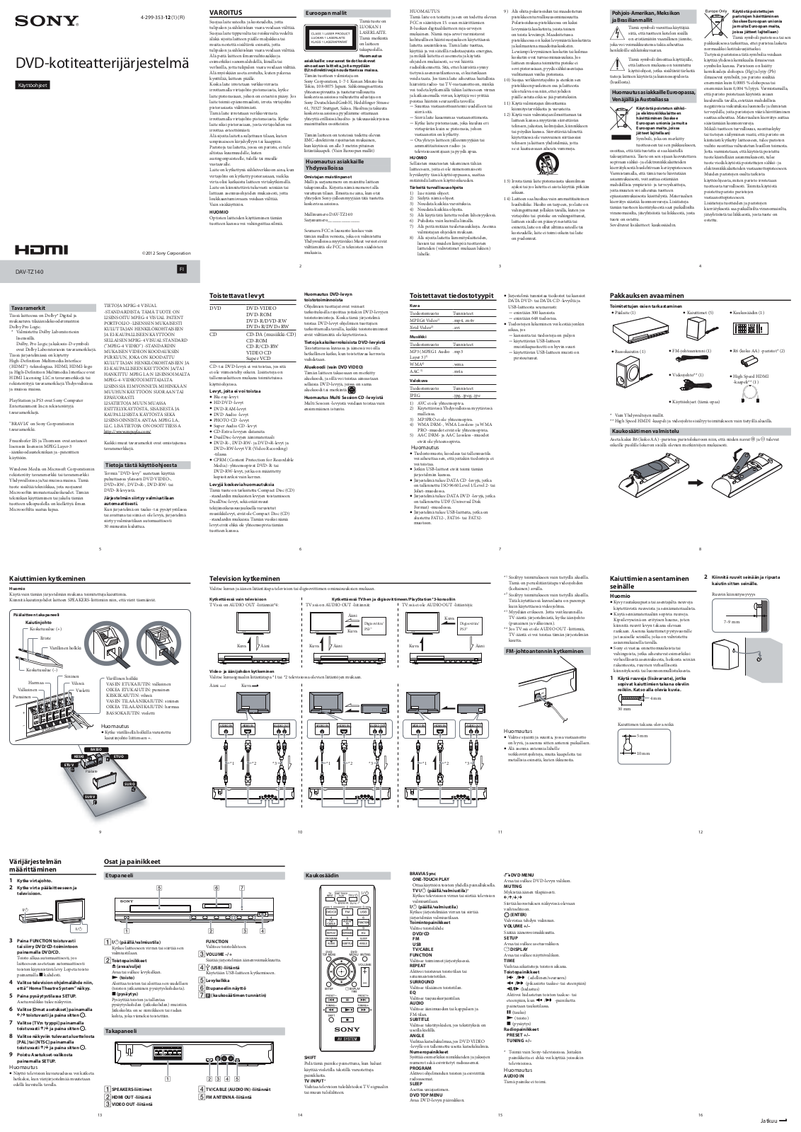 Sony DAV-TZ140 User Manual