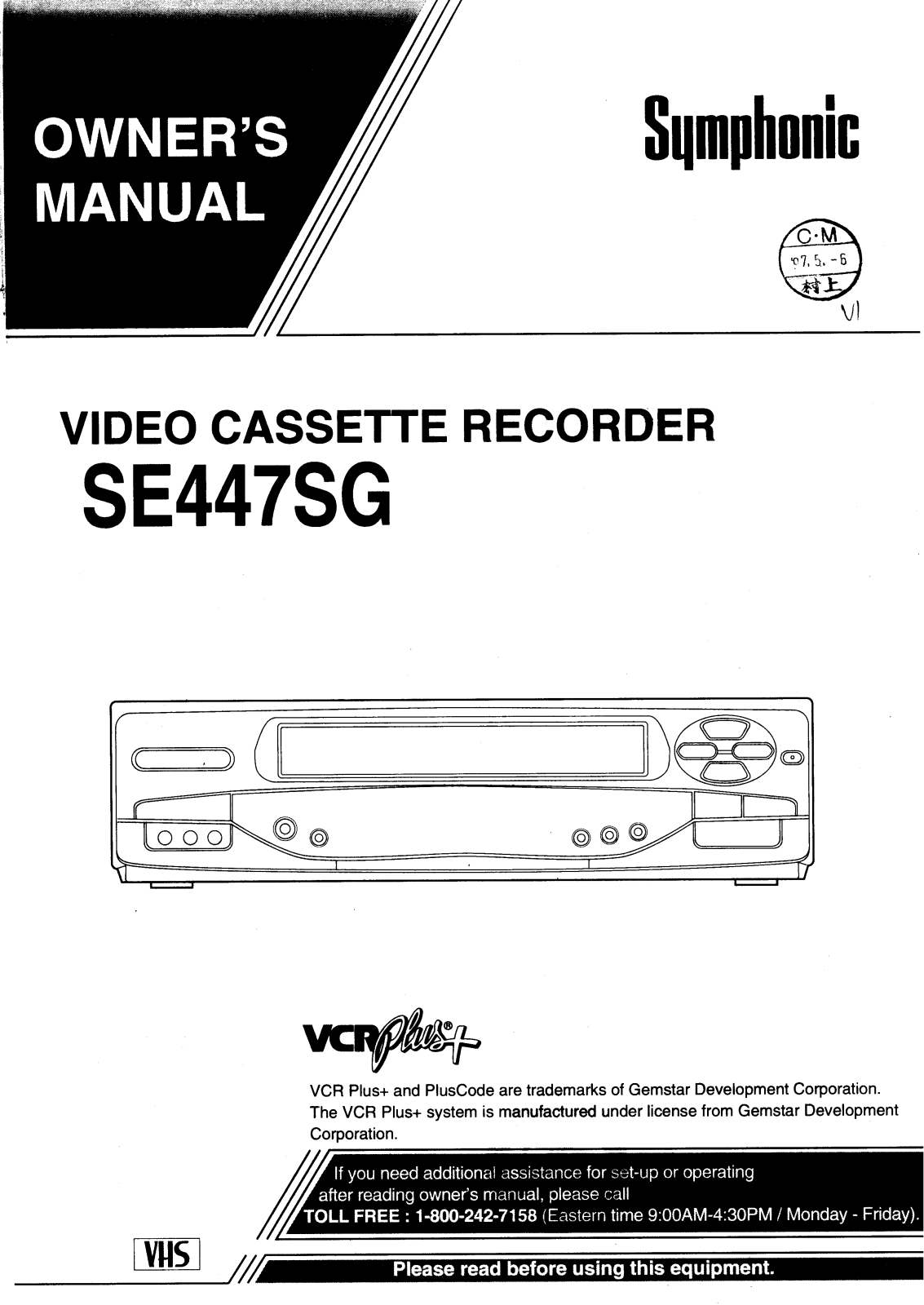 Symphonic SE447SG Owner Manual