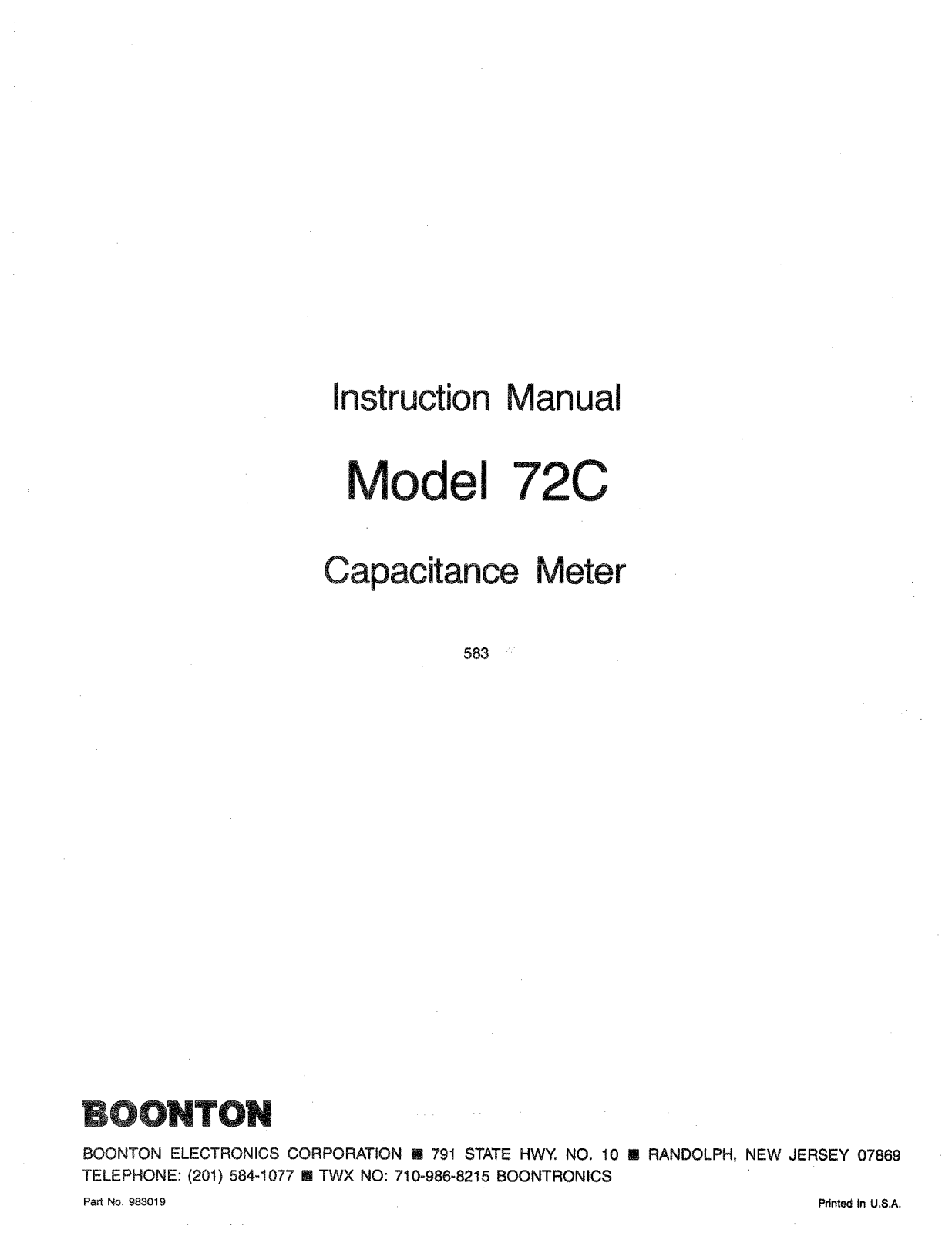 Boonton Electronics 72C Service manual