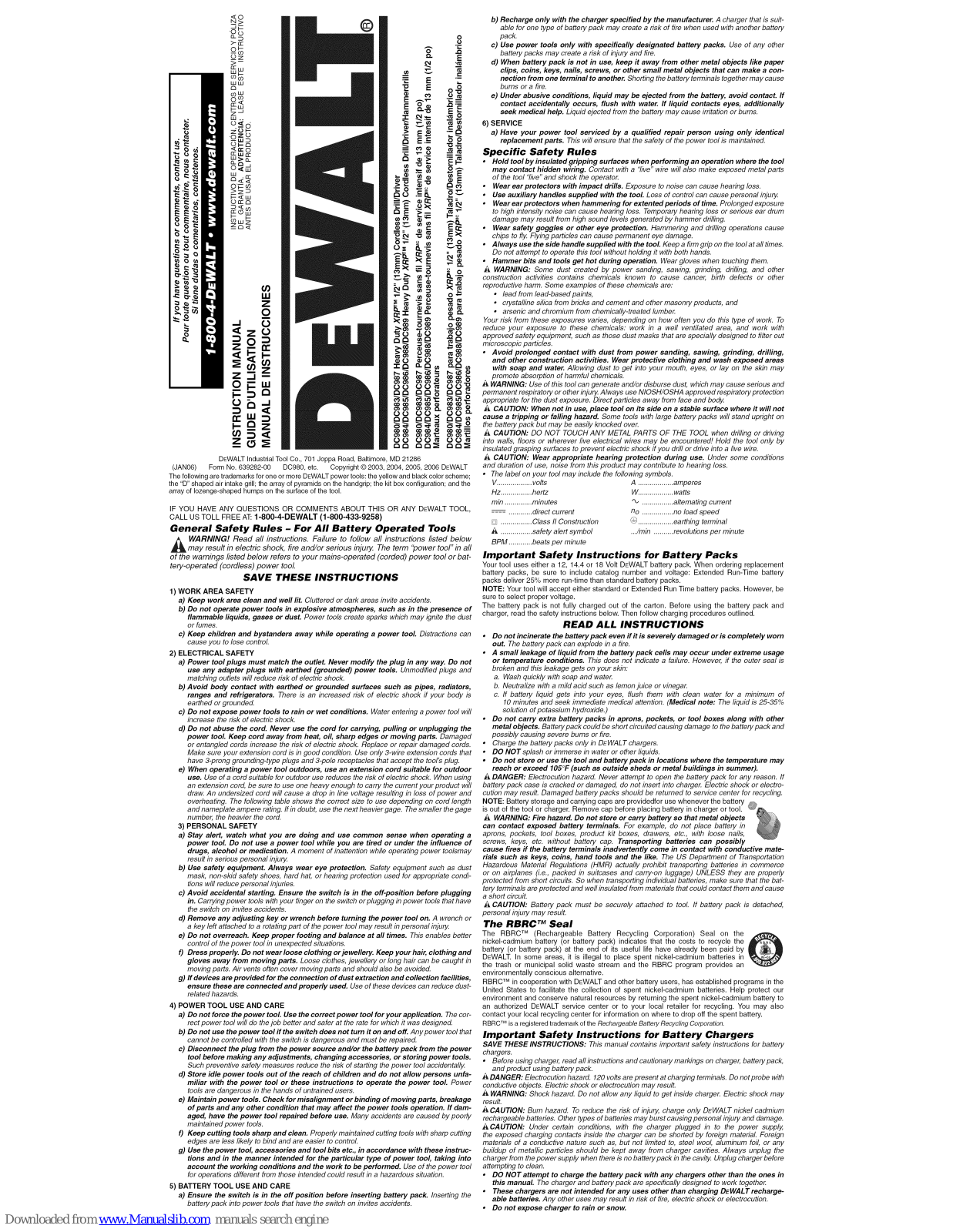 DeWalt DC987, DC984, DC985, DC983, DC986 Instruction Manual - ManualMachine.com