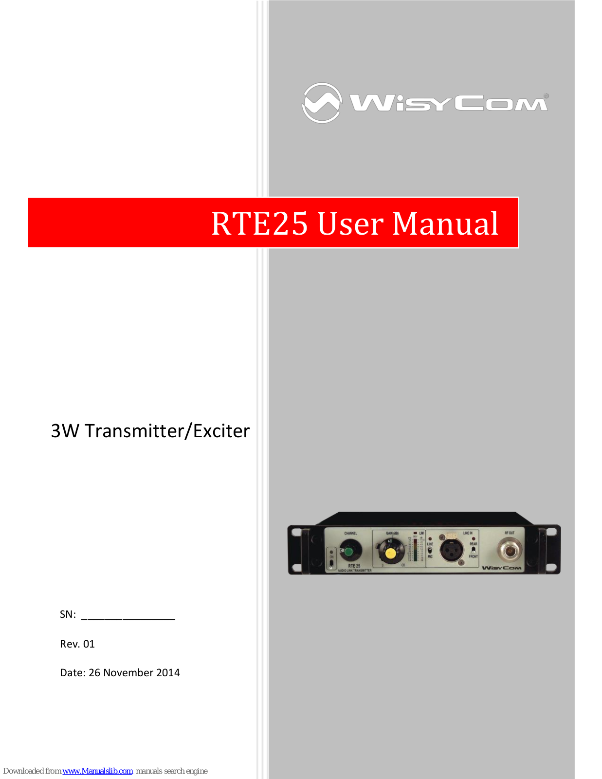 WisyCom RTE25 User Manual