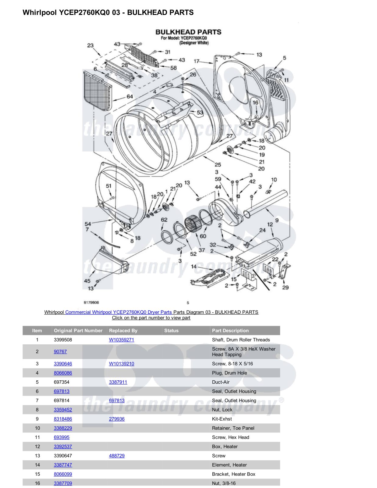 Whirlpool YCEP2760KQ0 Parts Diagram