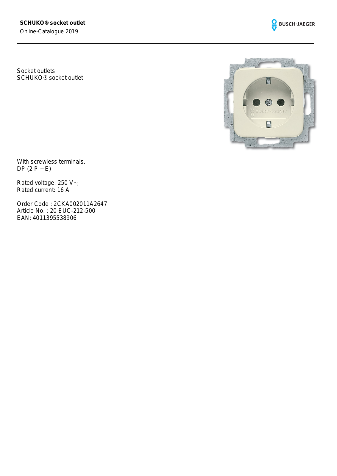 Busch-Jaeger 20 EUC-212 User Manual