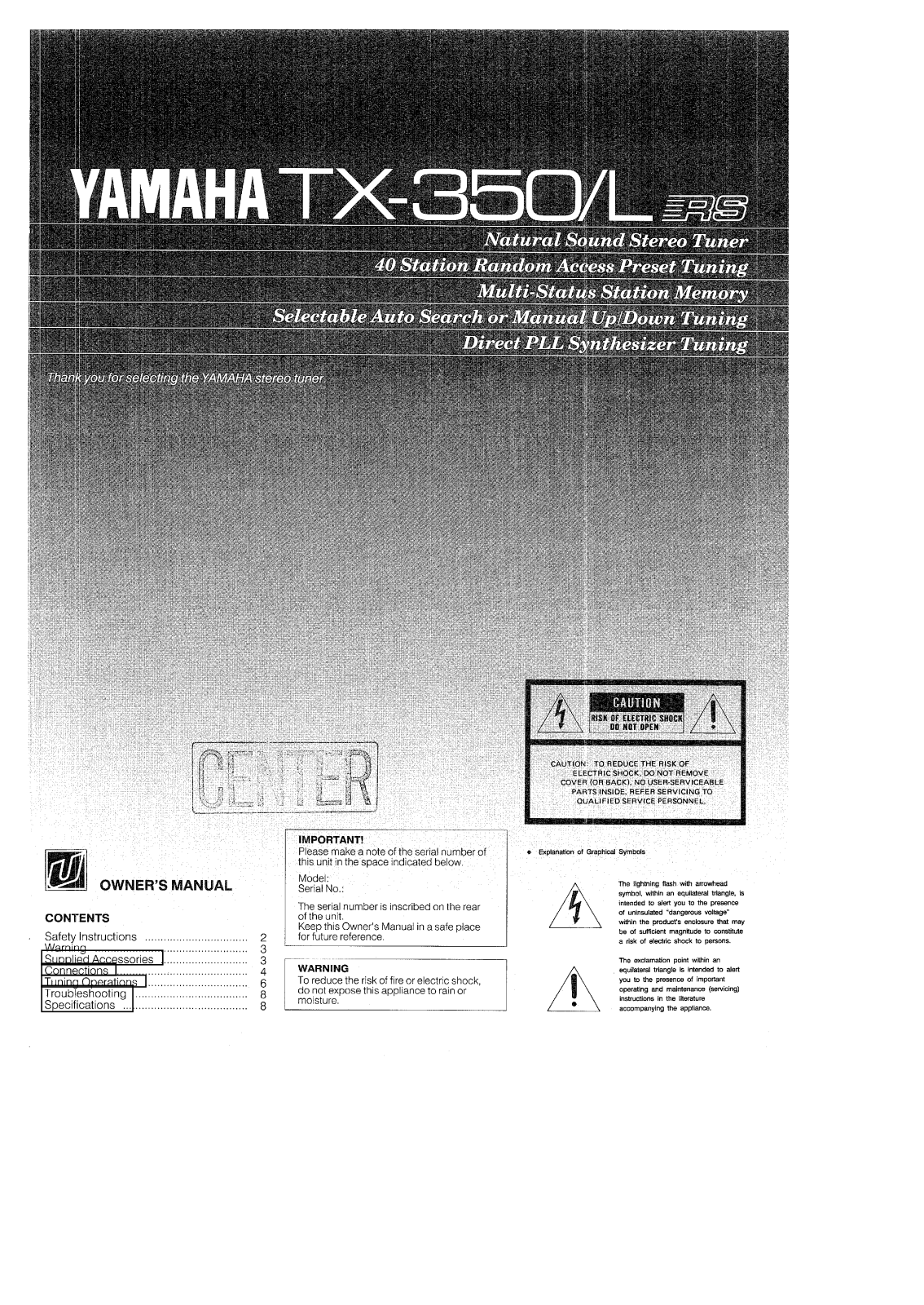 YAMAHA TX-350L User Manual