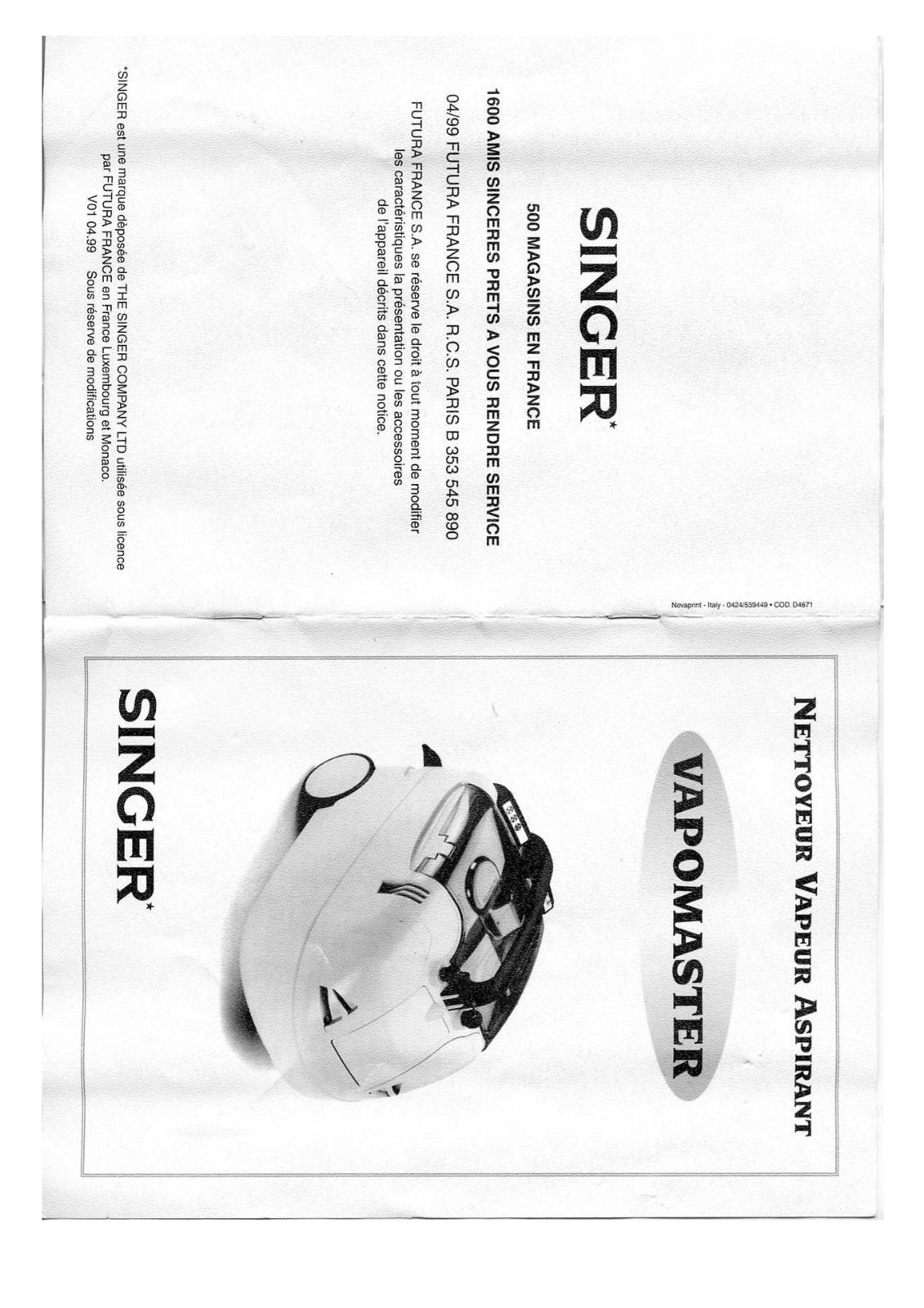 SINGER VAPOMASTER User Manual