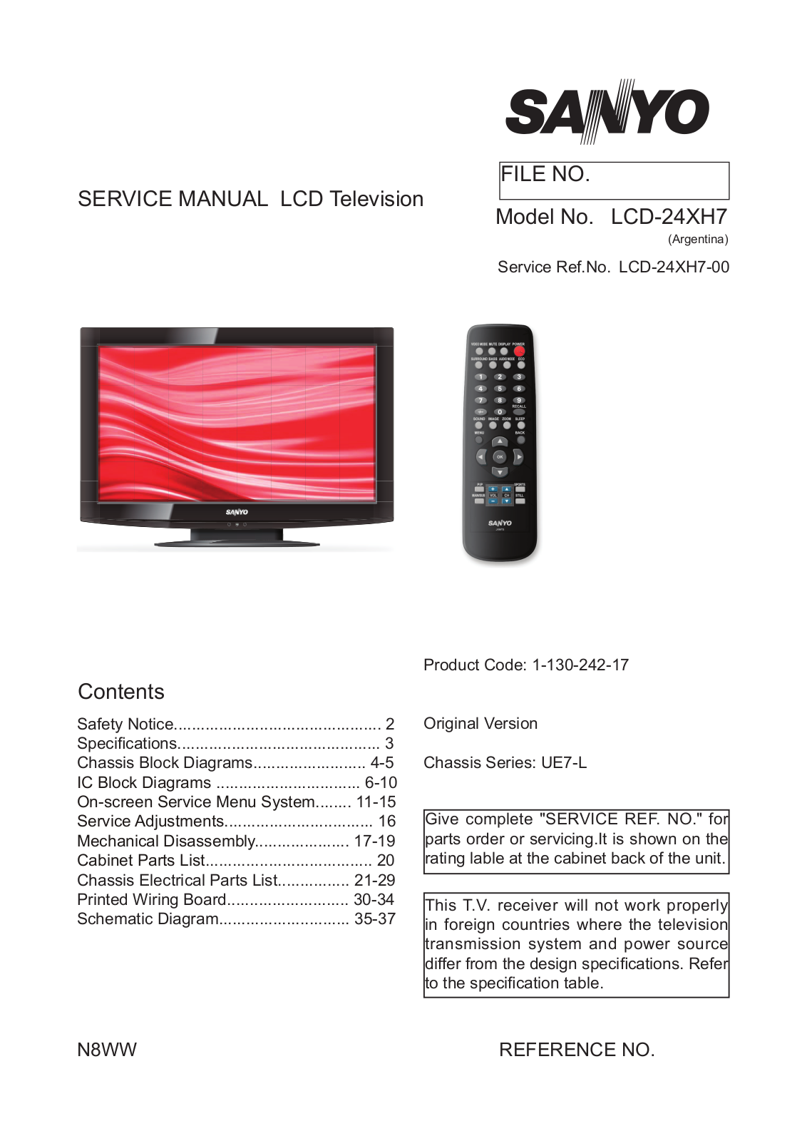 Sanyo LCD-24XH7 Schematic