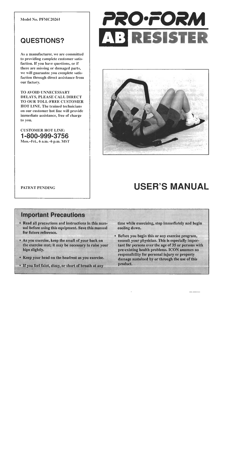 ProForm PFMC20261 User Manual