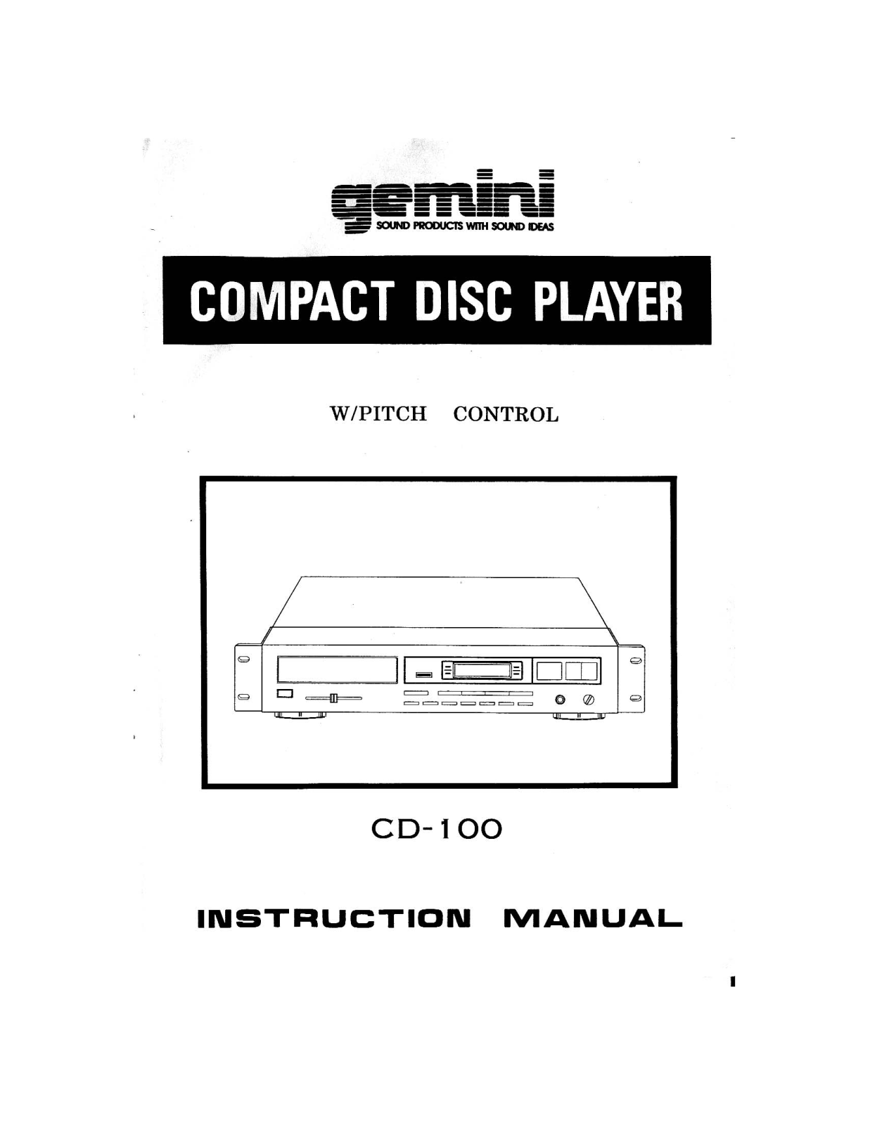 Gemini CD-100 User Manual