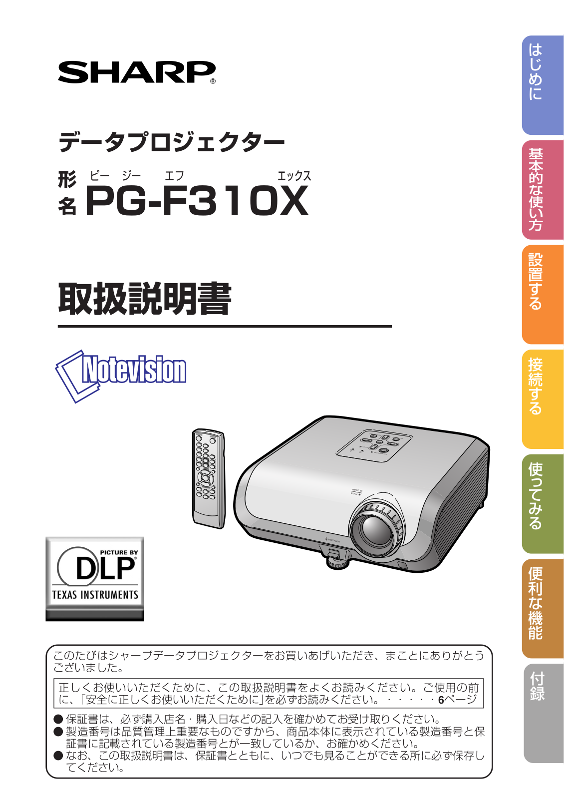 Sharp PG-F310X User Manual