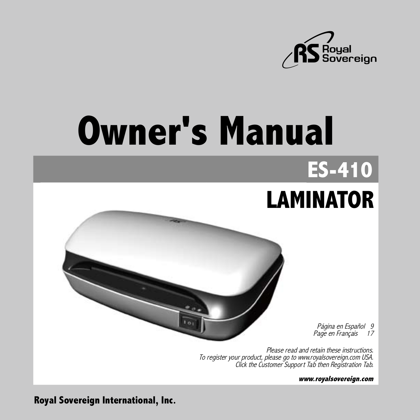 Royal Sovereign ES-410 User Manual