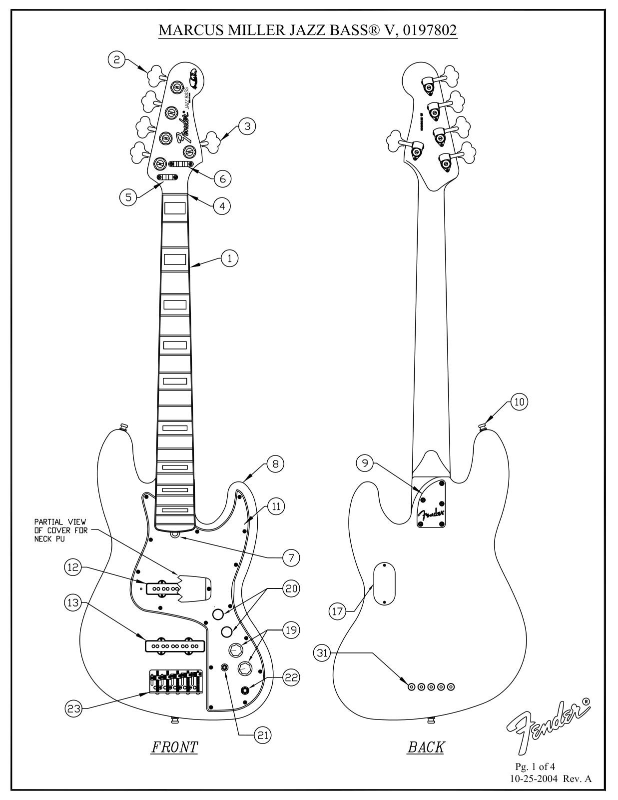 Fender Marcus-Miller-Jazz-Bass-V Service Manual