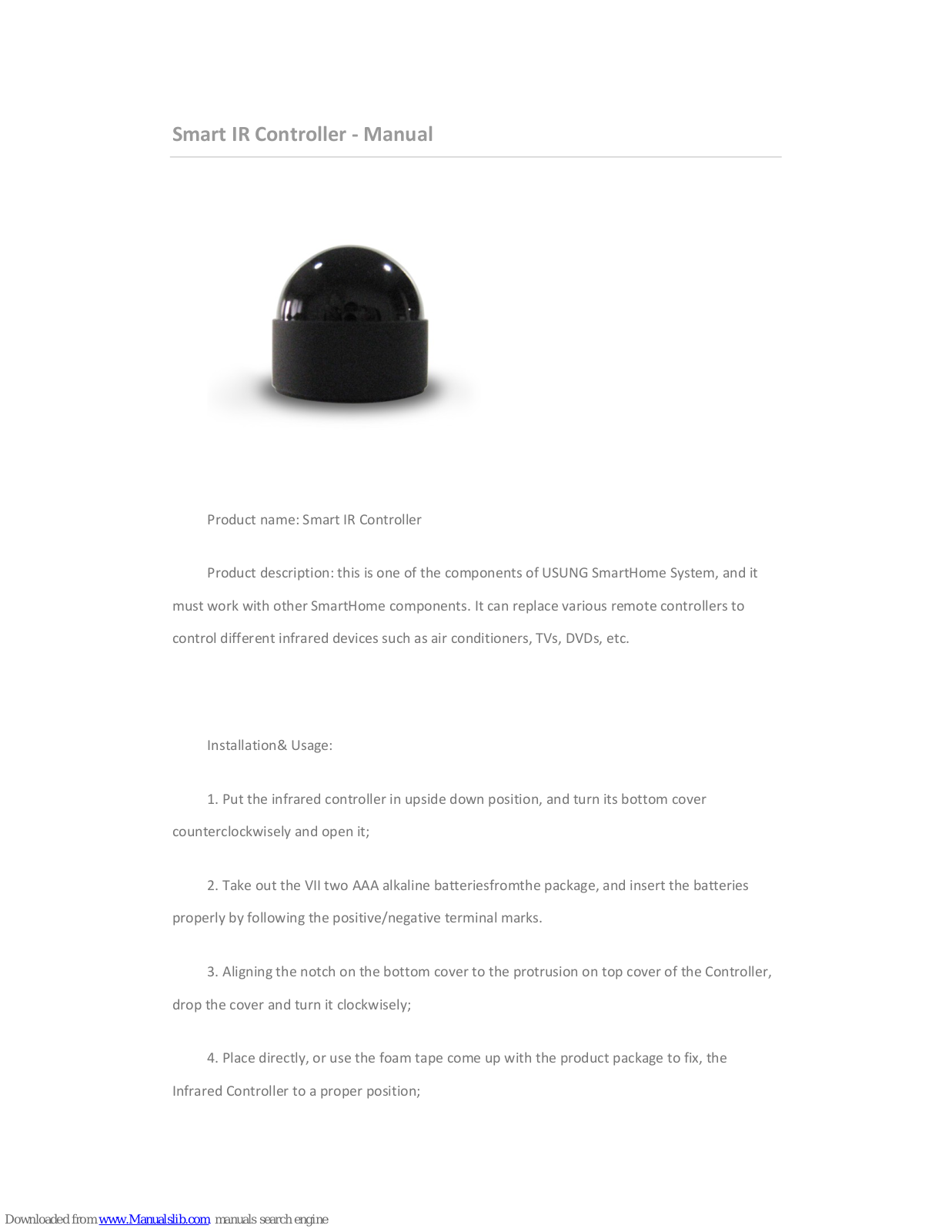 USUNG Smart IR Controller, US-IC101 User Manual - ManualMachine.com