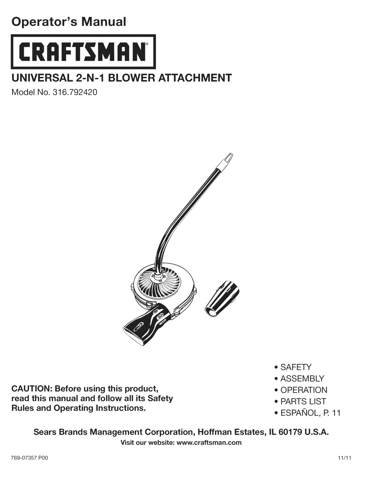 Craftsman 316792420 Owner’s Manual