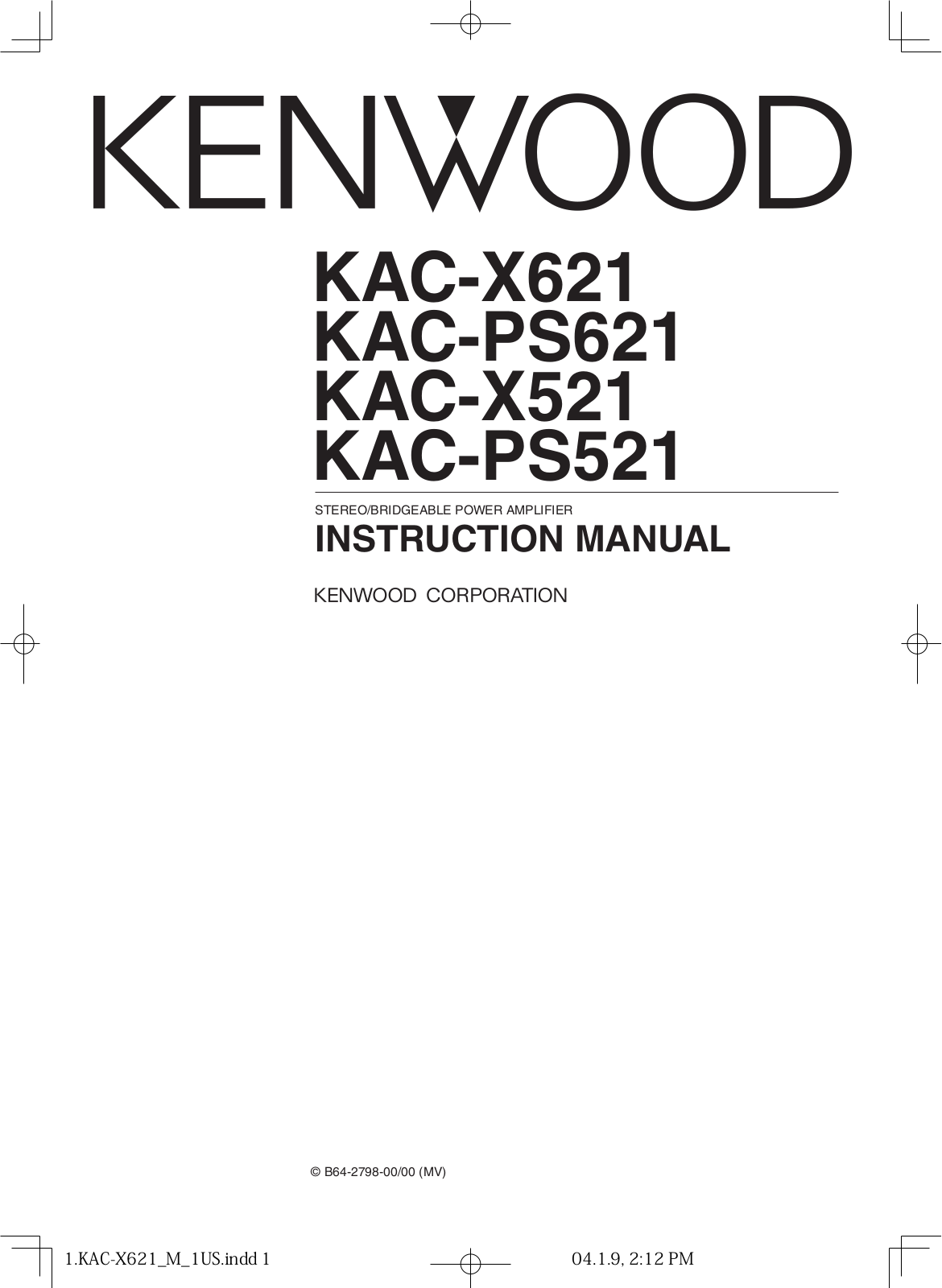 Kenwood KAC-PS521, KAC-PS621, KAC-X521 Instruction Manual