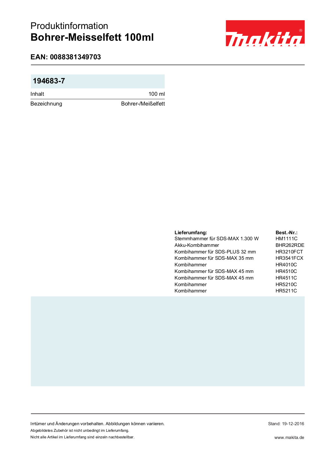 Makita 194683-7 Produkt information