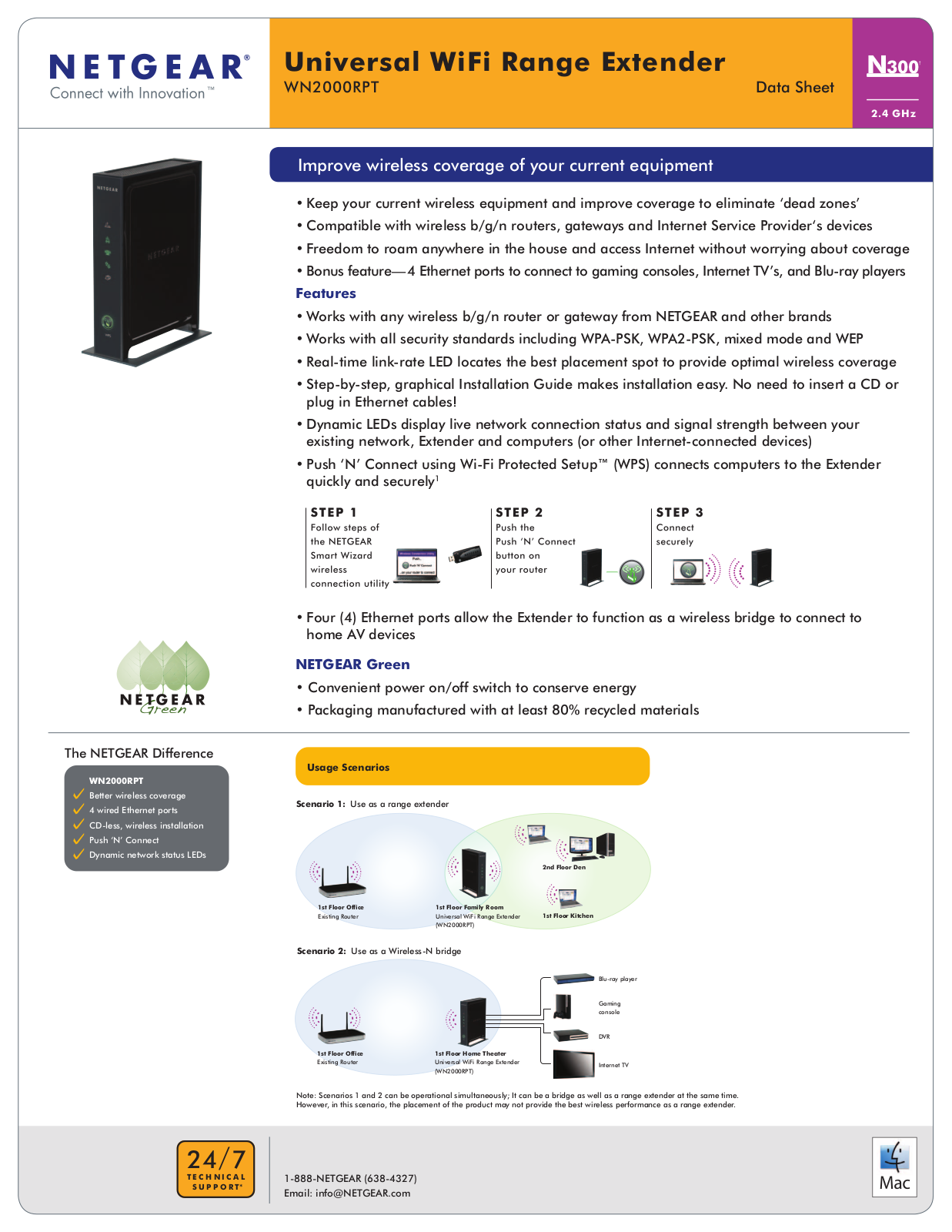 Netgear WN2000RPTv1 Data Sheet