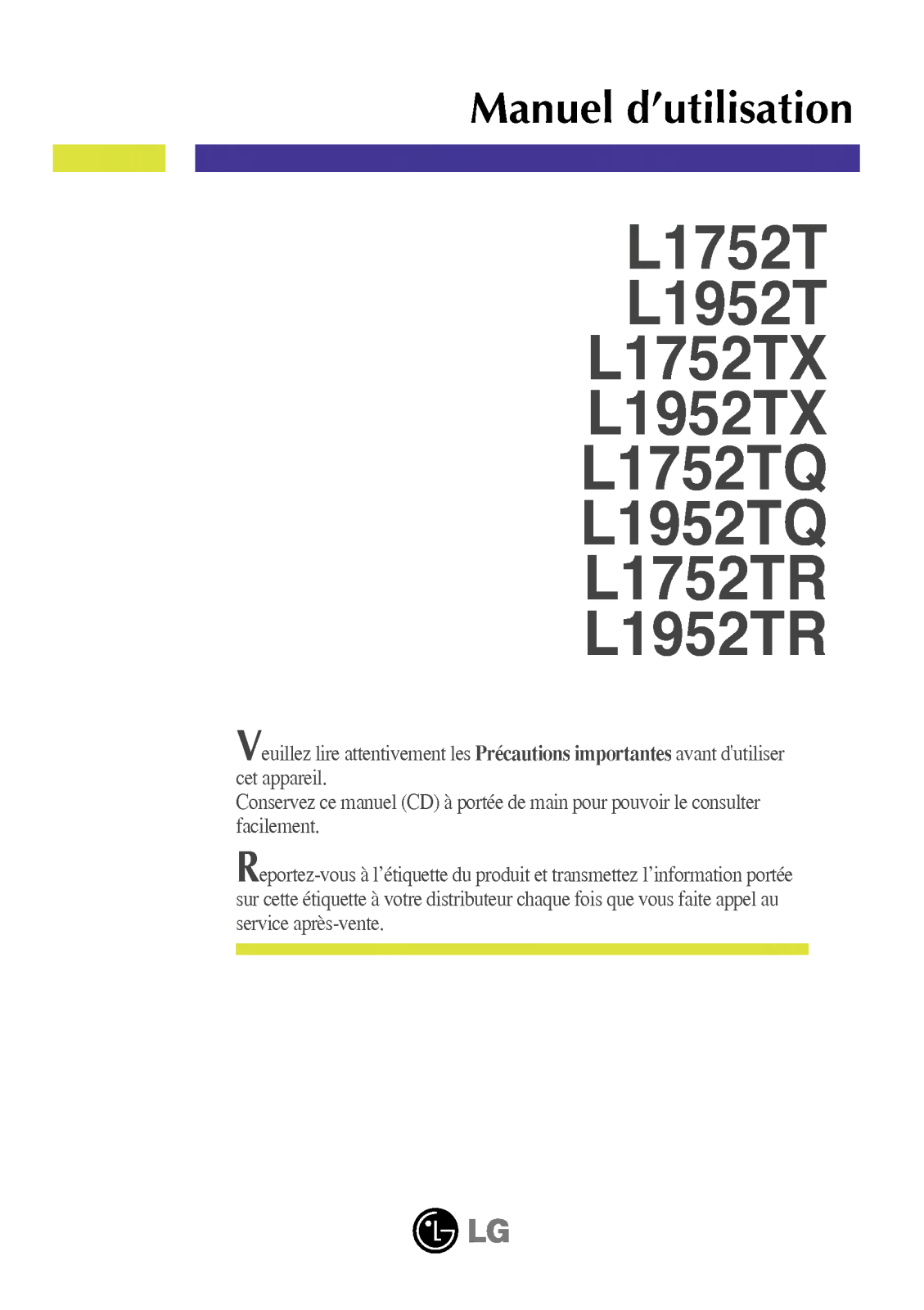 LG L1952, L1952S, L1952T, L1952TQ User Manual