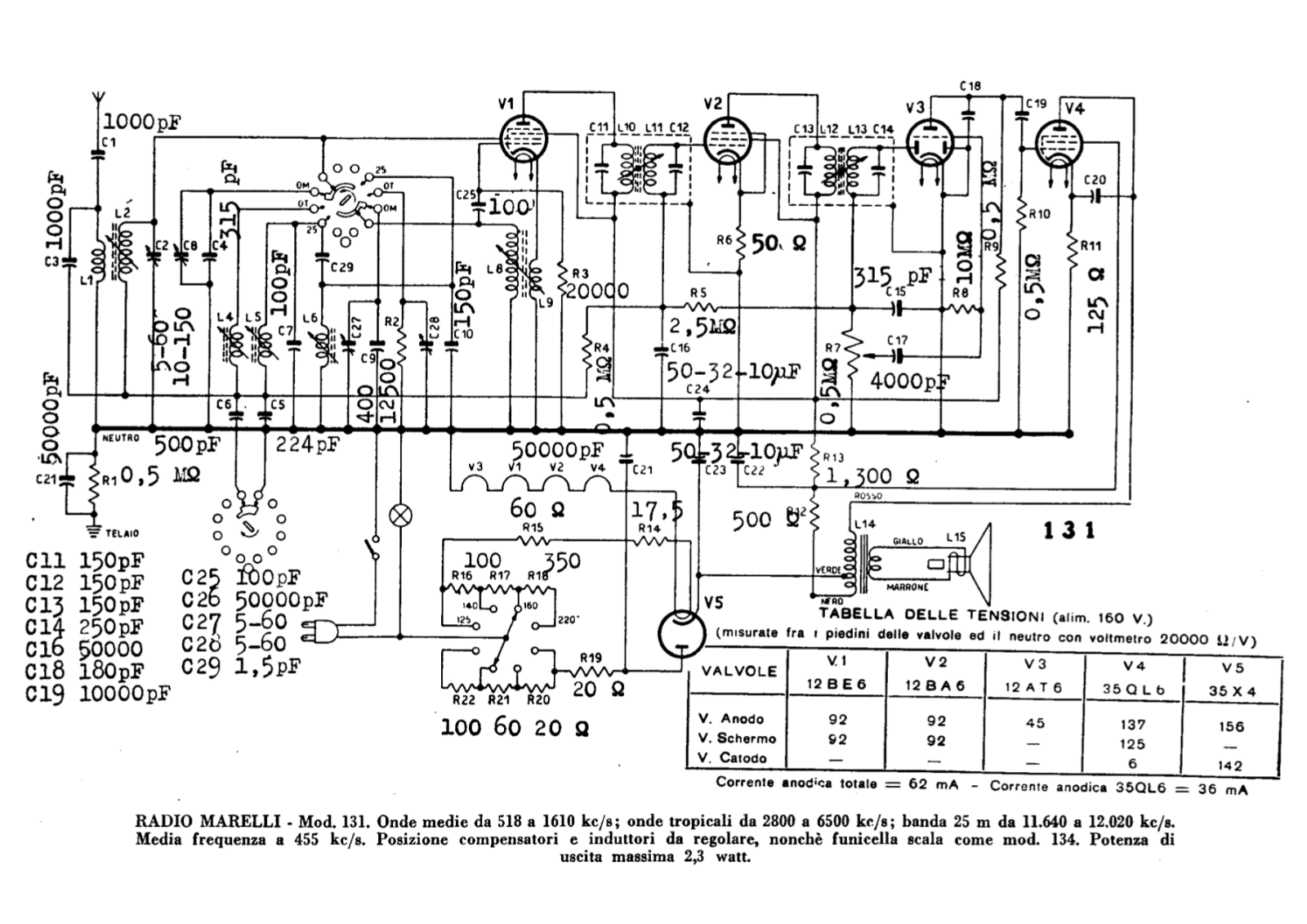 Radiomarelli 131 schematic