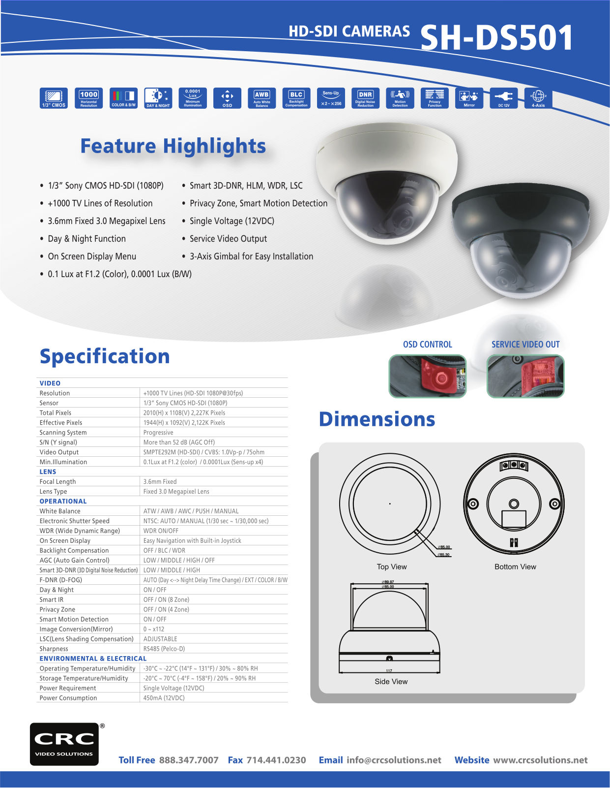 Cantek SH-DS501 Specsheet