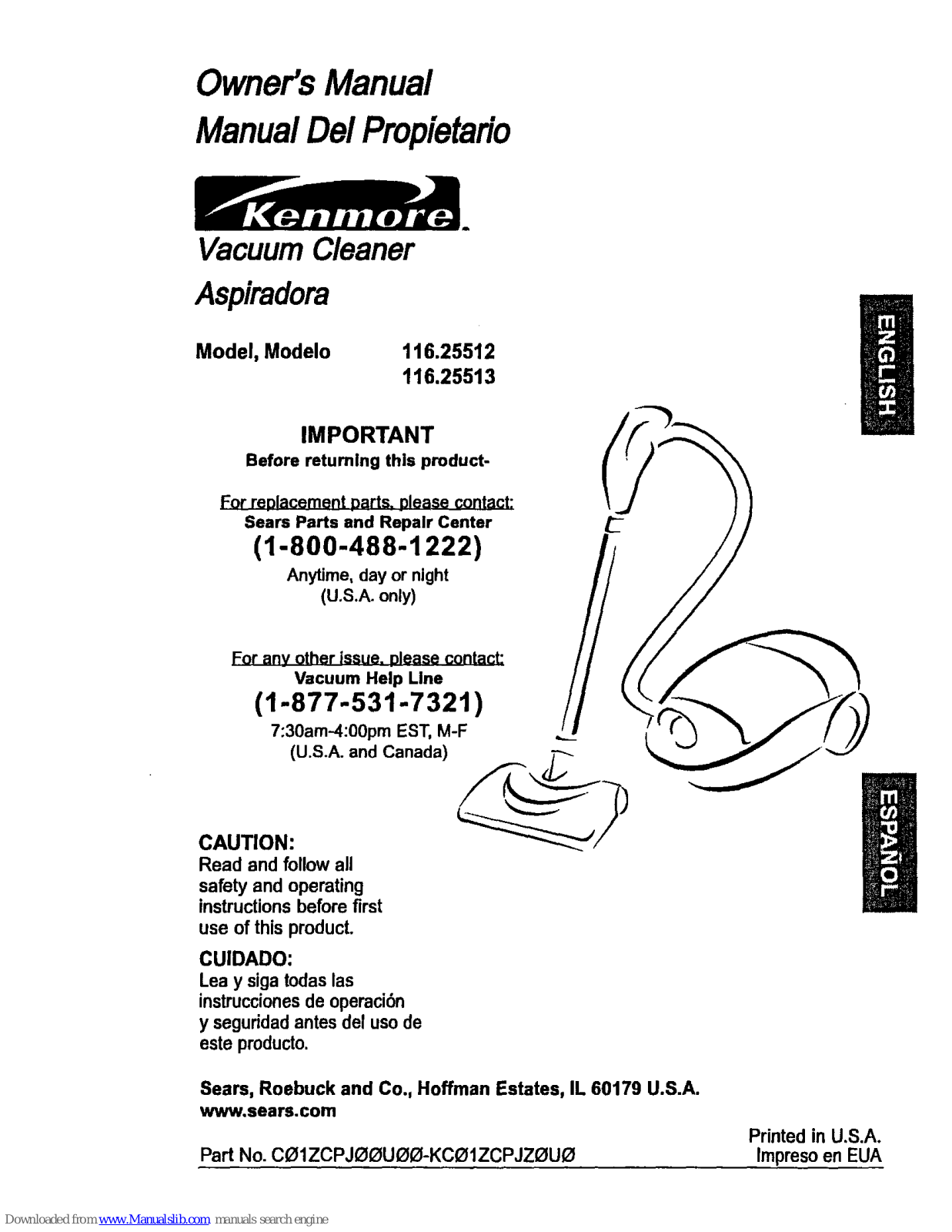 Kenmore SEARS 116.25512, SEARS 116.25513, 116.25512 Owner's Manual - ManualMachine.com