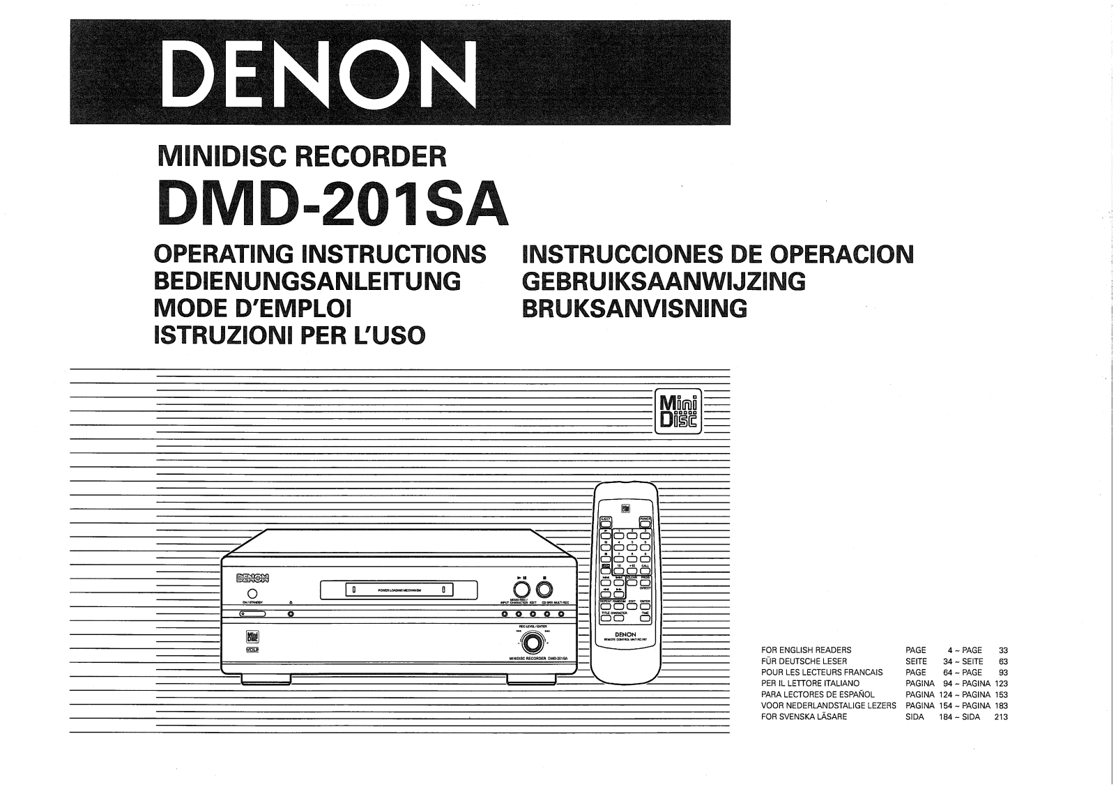 Denon DMD-201SA Owner's Manual