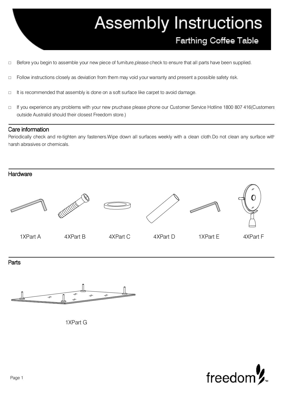 Freedom Farthing Coffee Table Assembly Instruction - ManualMachine.com