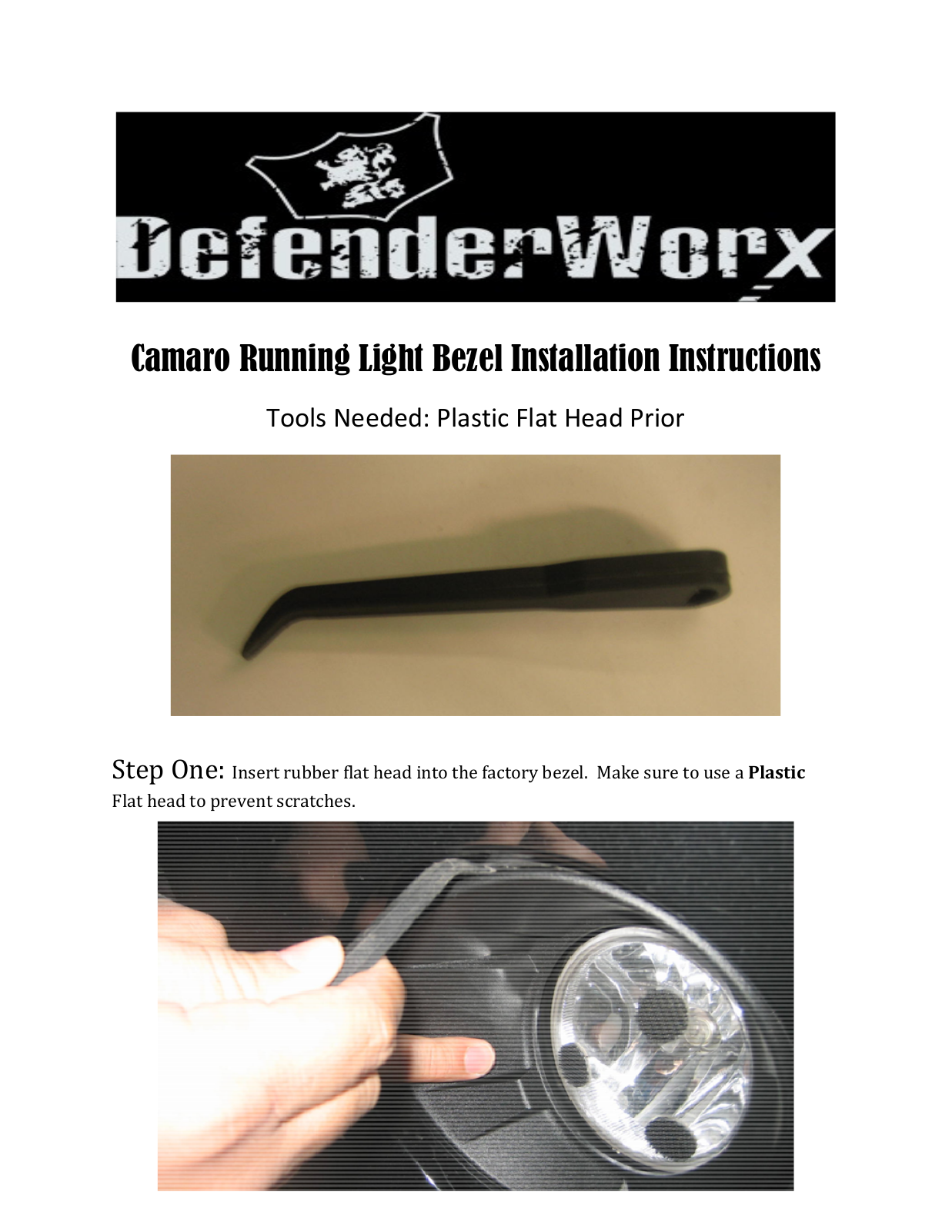 DefenderWorx Running Light Bezels User Manual