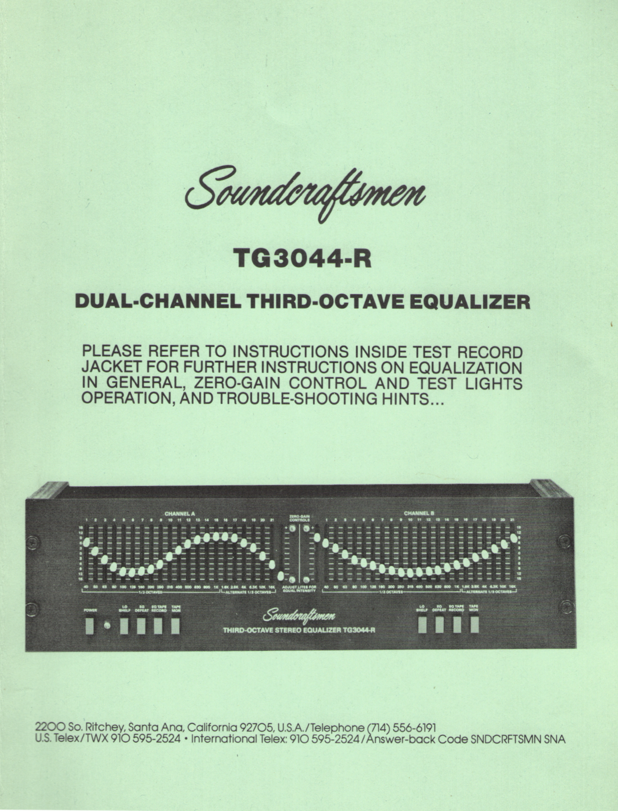 SoundCraftsmen TG-3044-R Owners manual