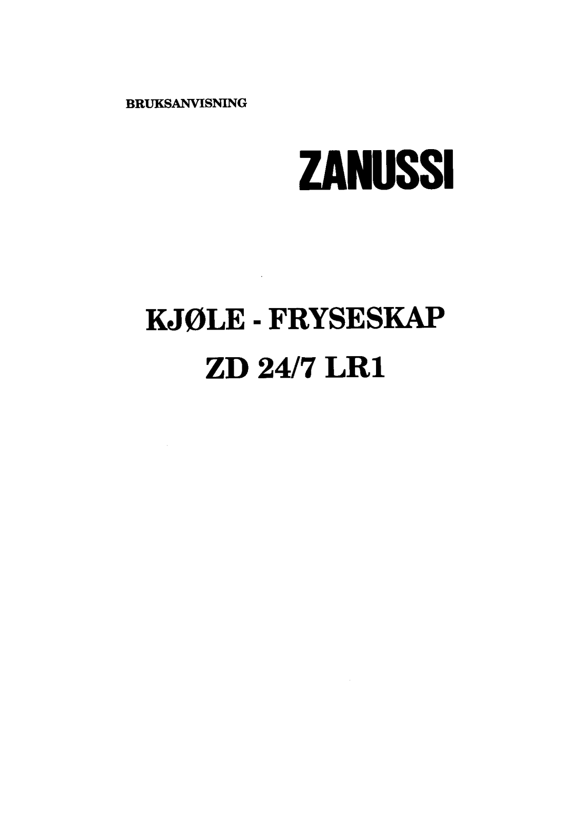 Zanussi ZD24/7LR1 User Manual