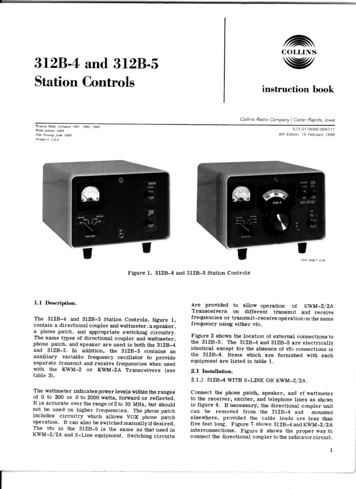 Collins Telecommunications 312B-5, 312B-4 Service manual