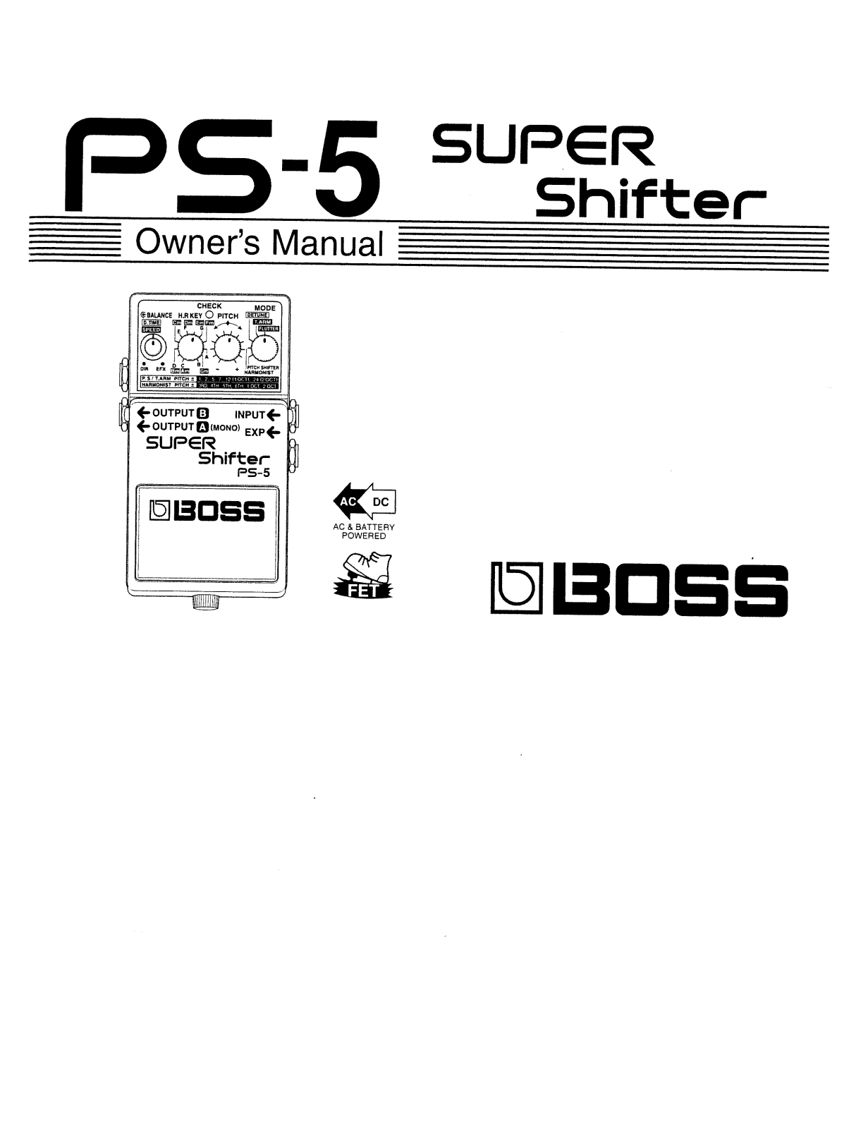 Roland Corporation PS-5 Owner's Manual