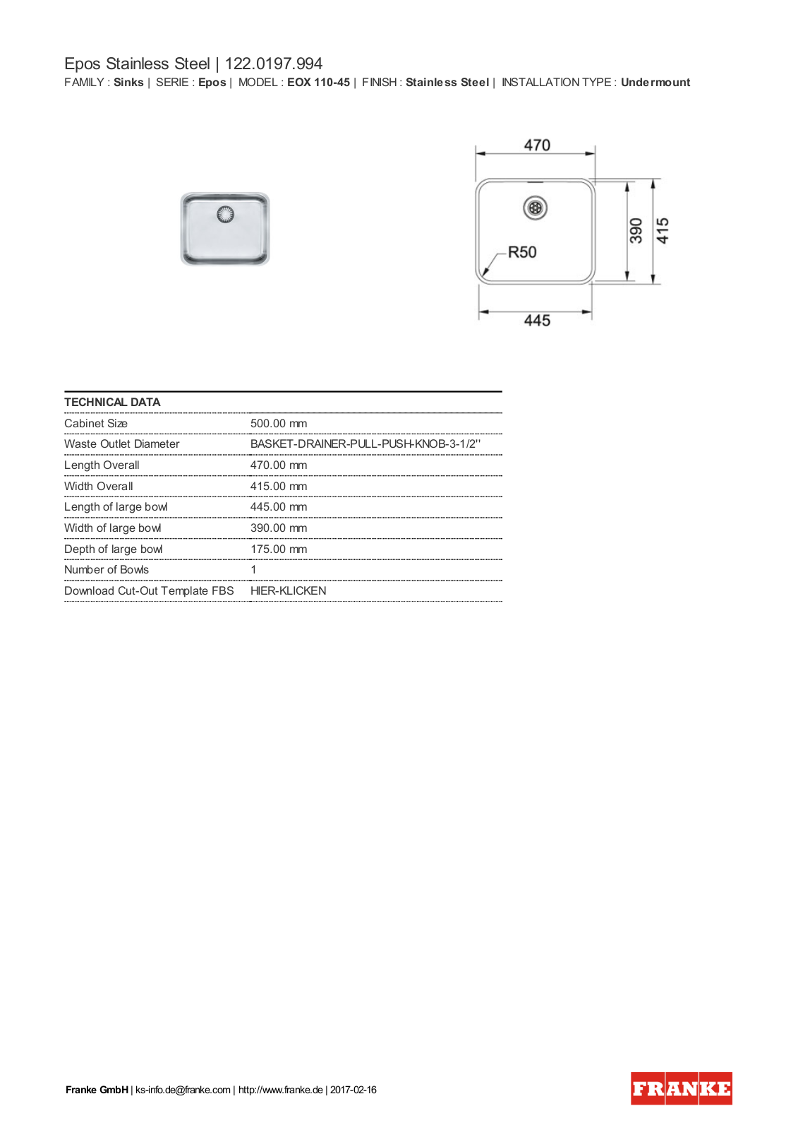 Franke 122.0197.994 Service Manual