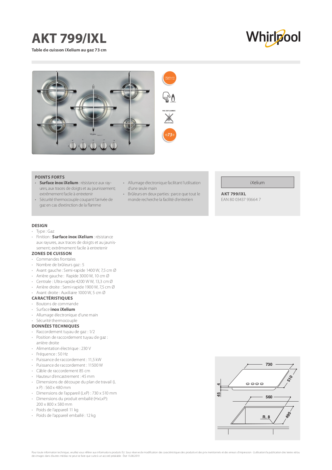 Whirlpool AKT 799/IXL Product information