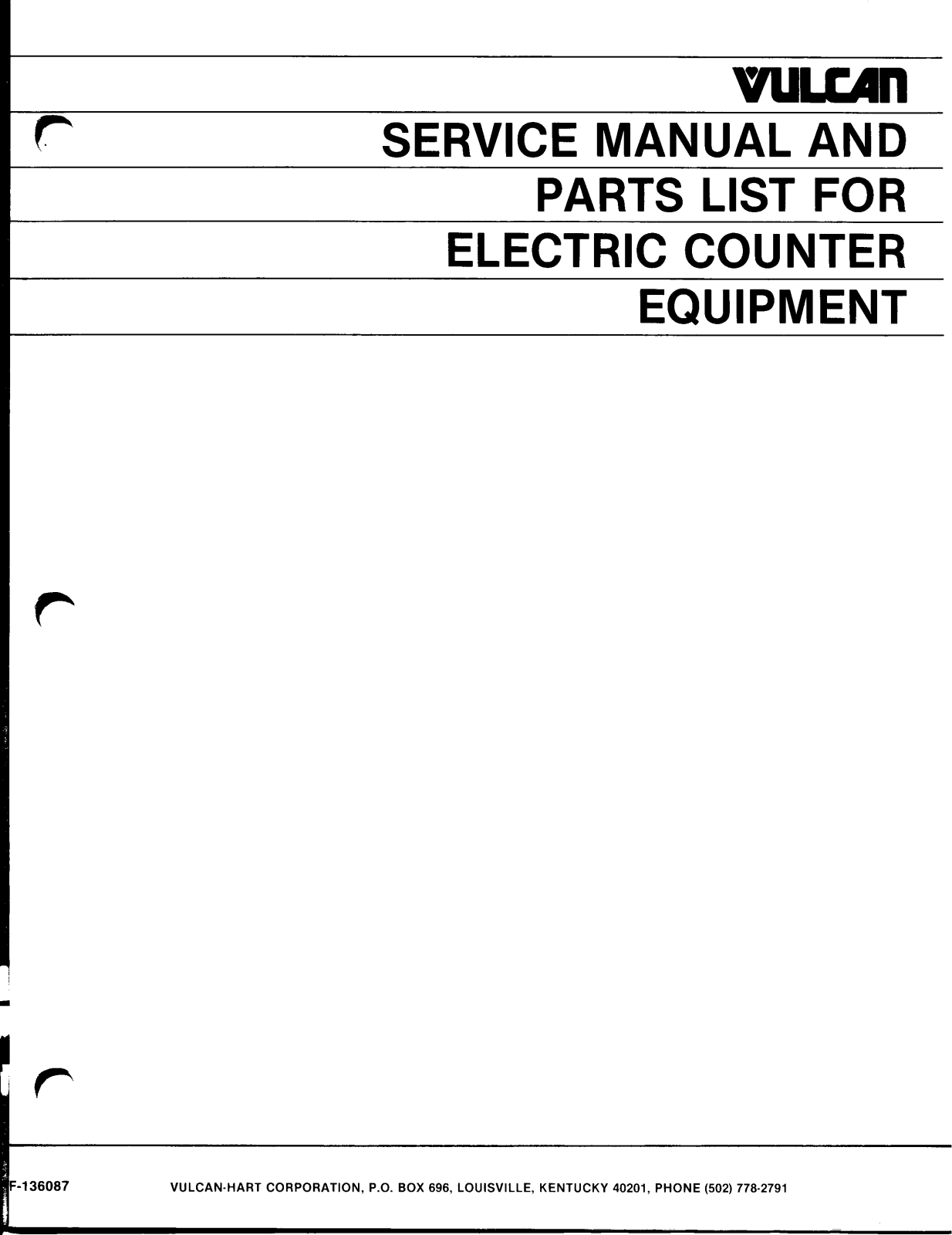 Vulcan EF-18 Service Manual