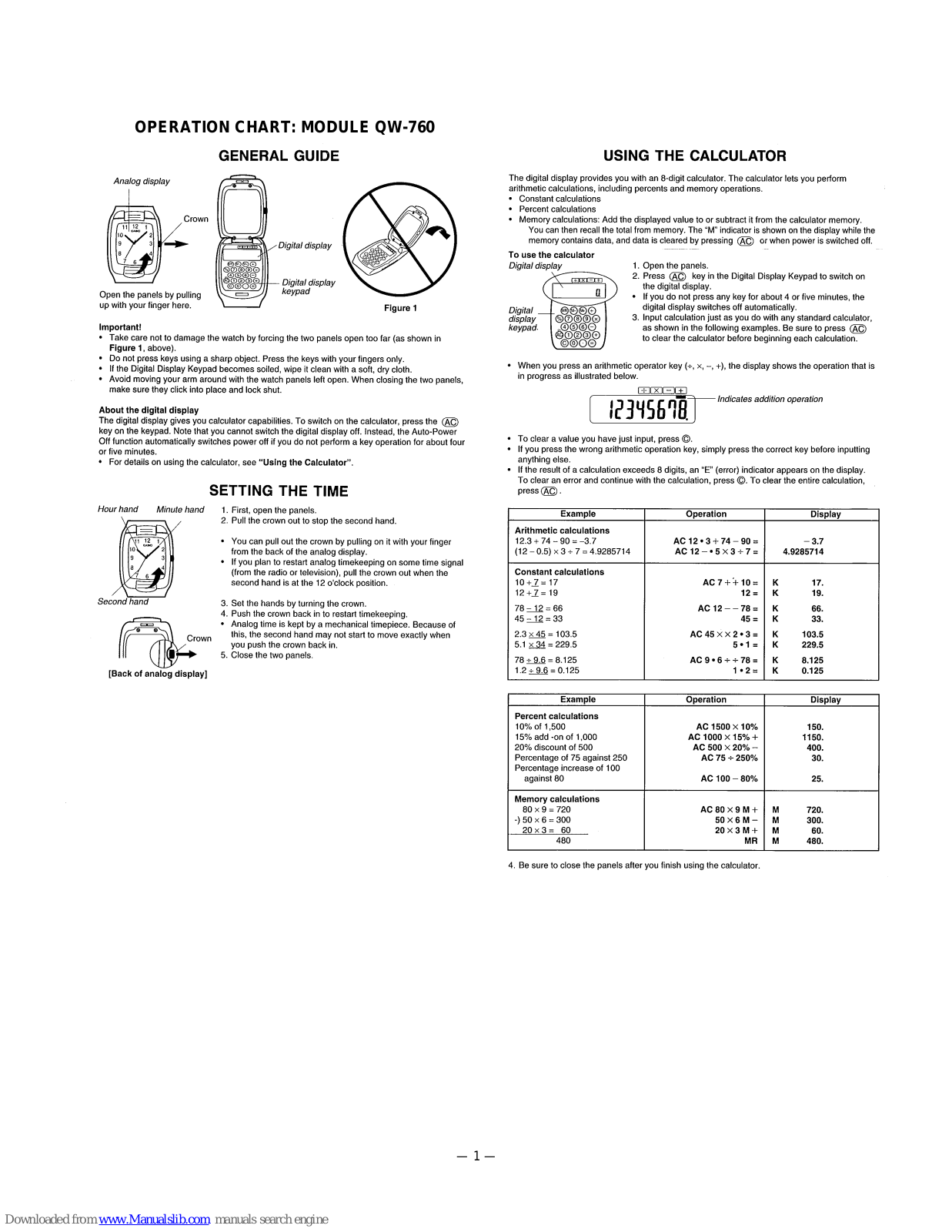 Casio QW-760 General Manual