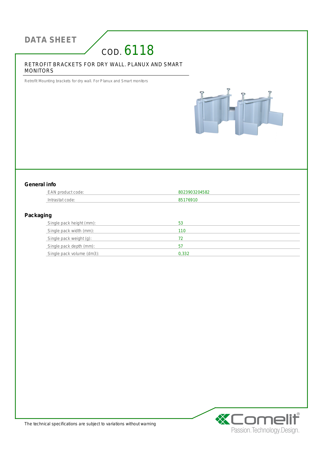 Comelit 6118 Specsheet