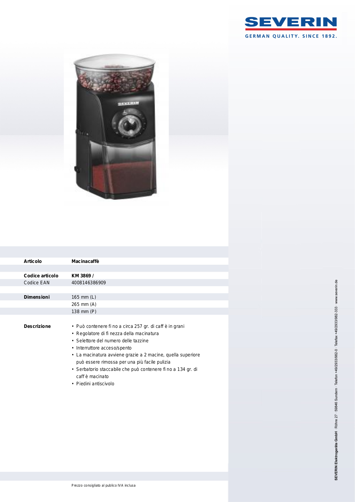 Severin KM 3869 DATASHEET