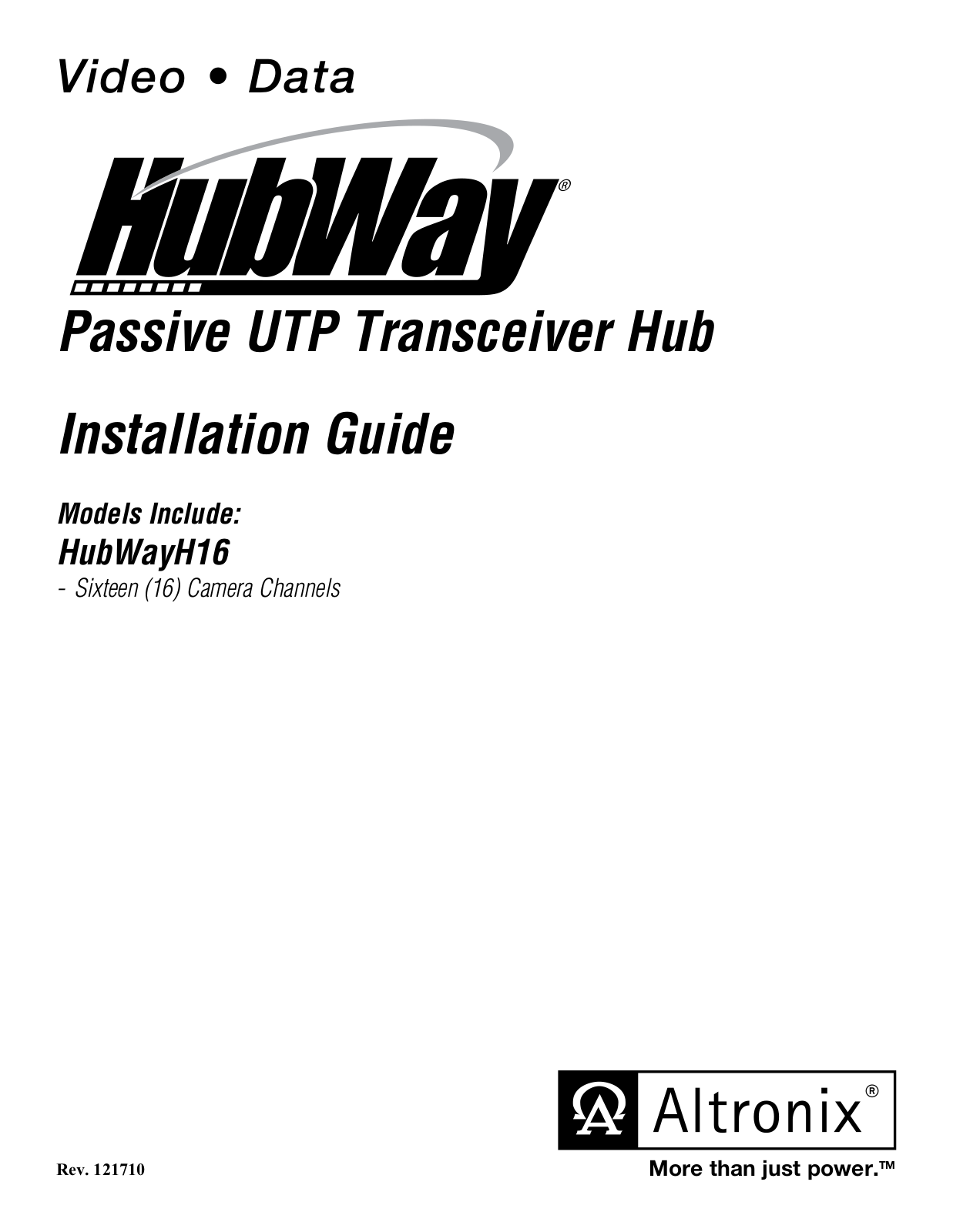 Altronix HubWay H16 Installation Instructions