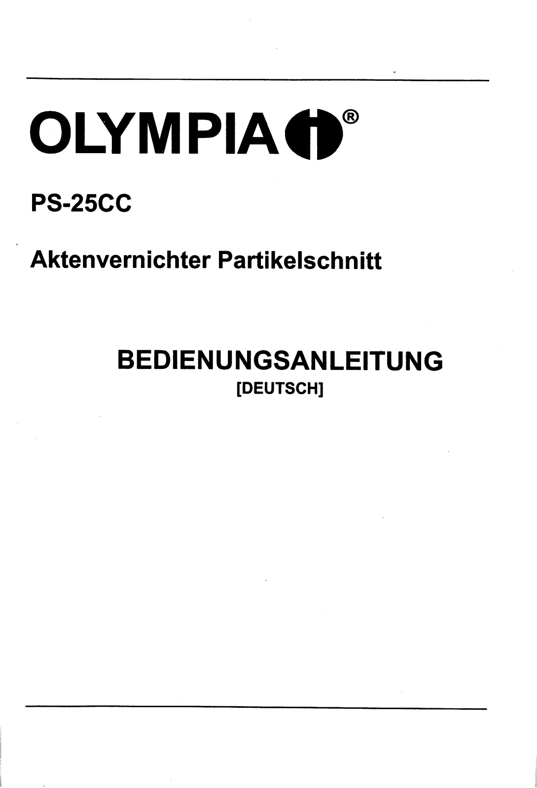 OLYMPIA PS-25CC User Manual