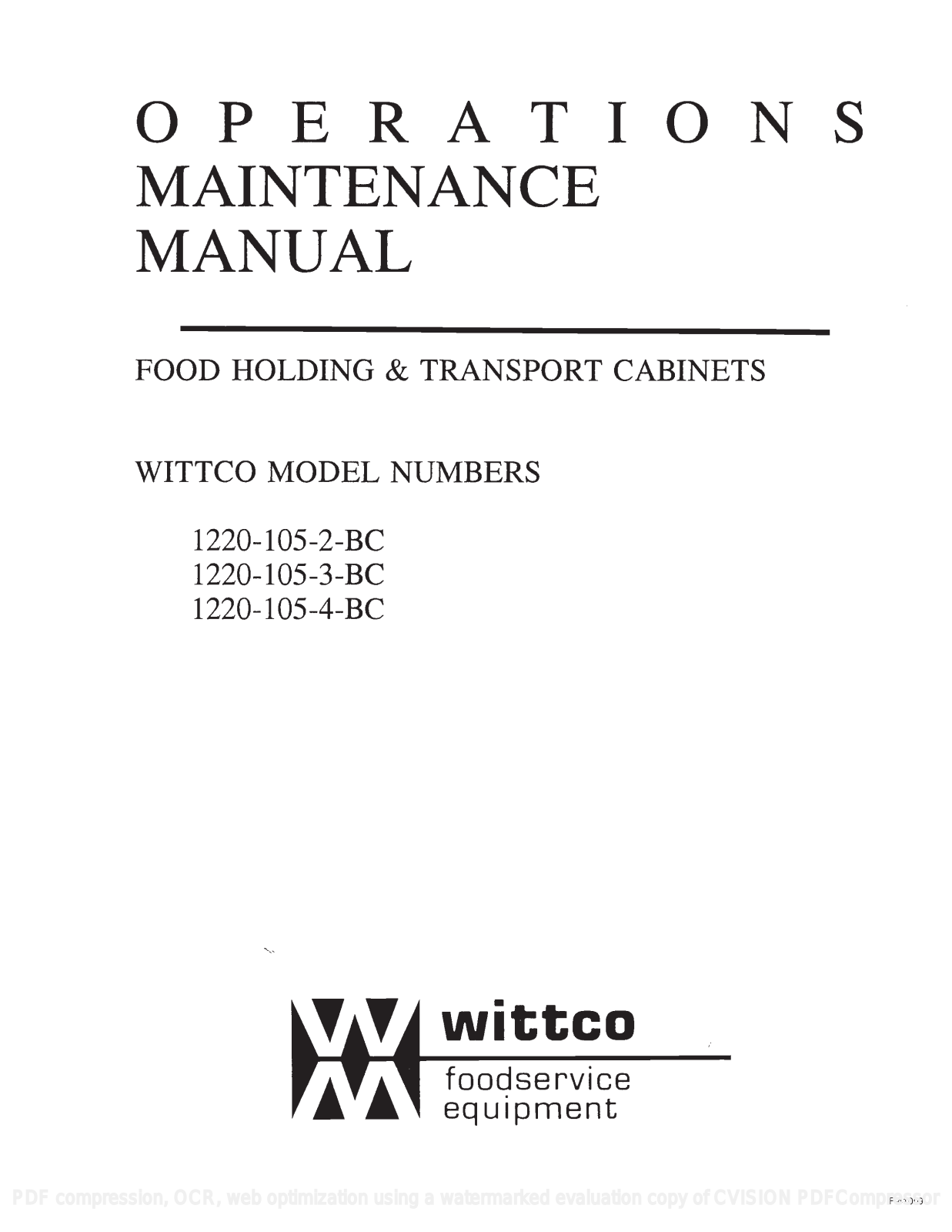 Wittco 1220-105-3-BC Operators Manual - ManualMachine.com