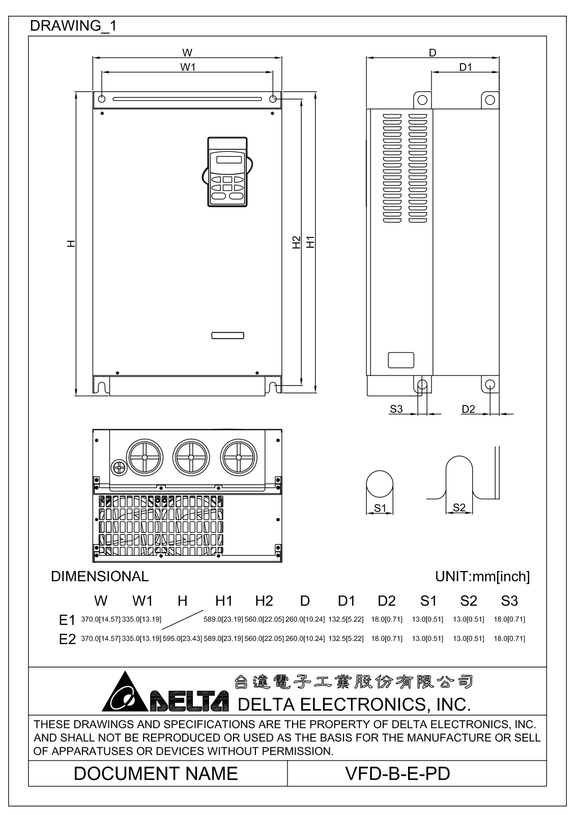 Delta Products VFD-B-E-PD Dimensional Sheet