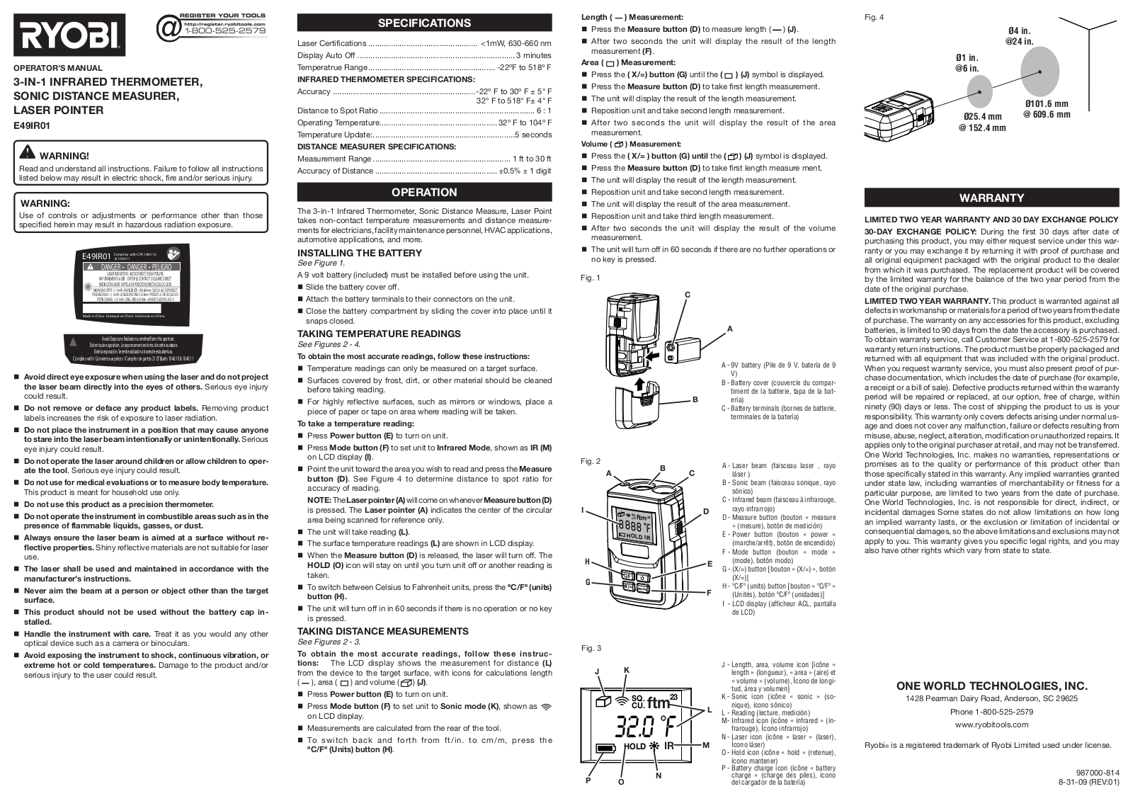 Ryobi E49IR01 User Manual