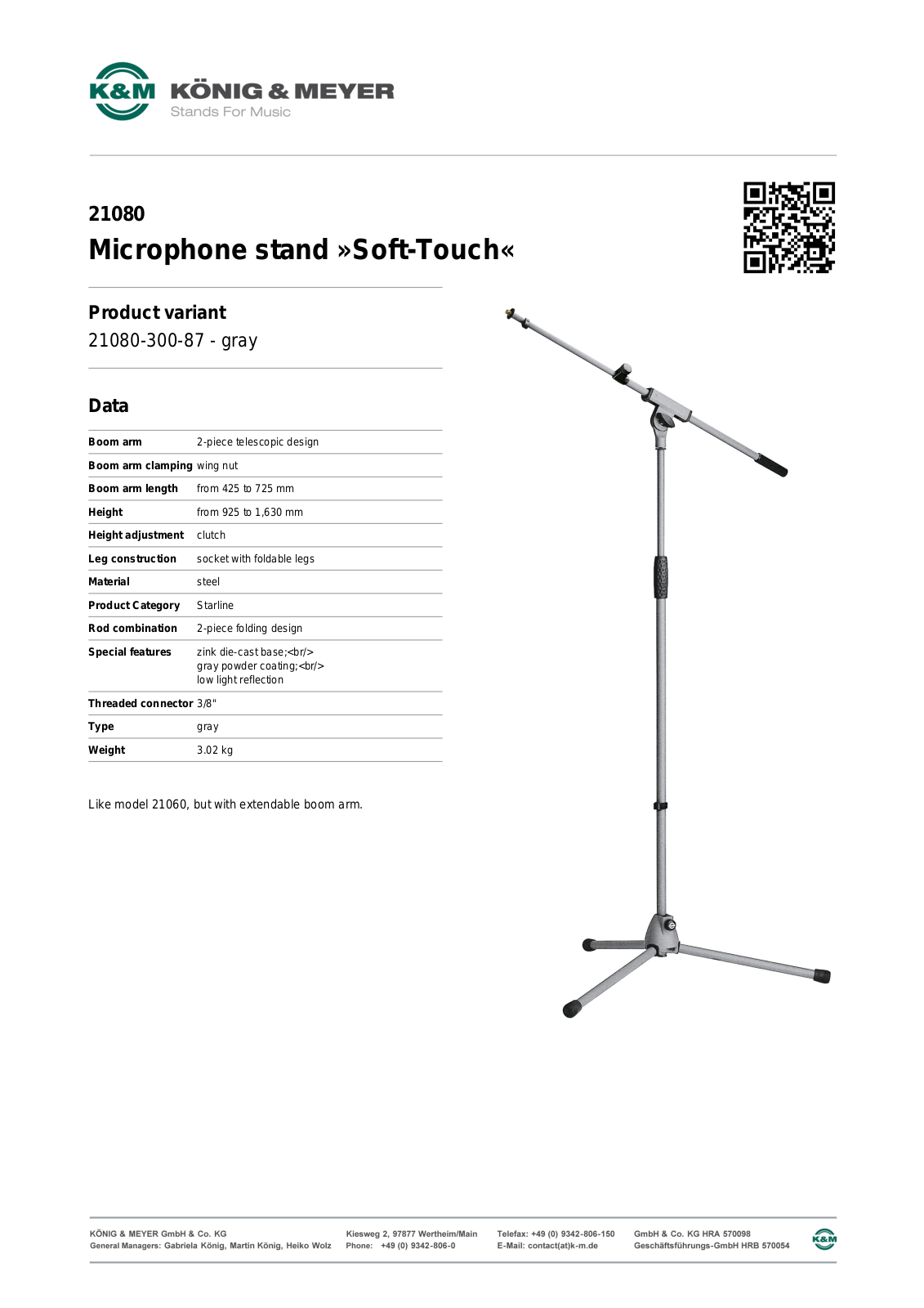 Konig & Meyer 21080 Specification