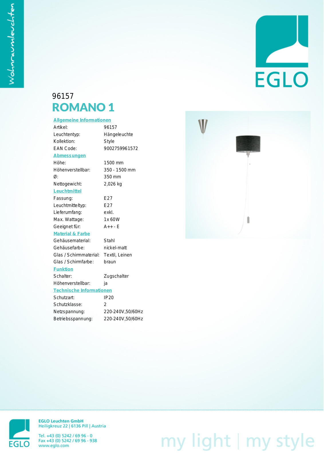 Eglo 96157 Service Manual