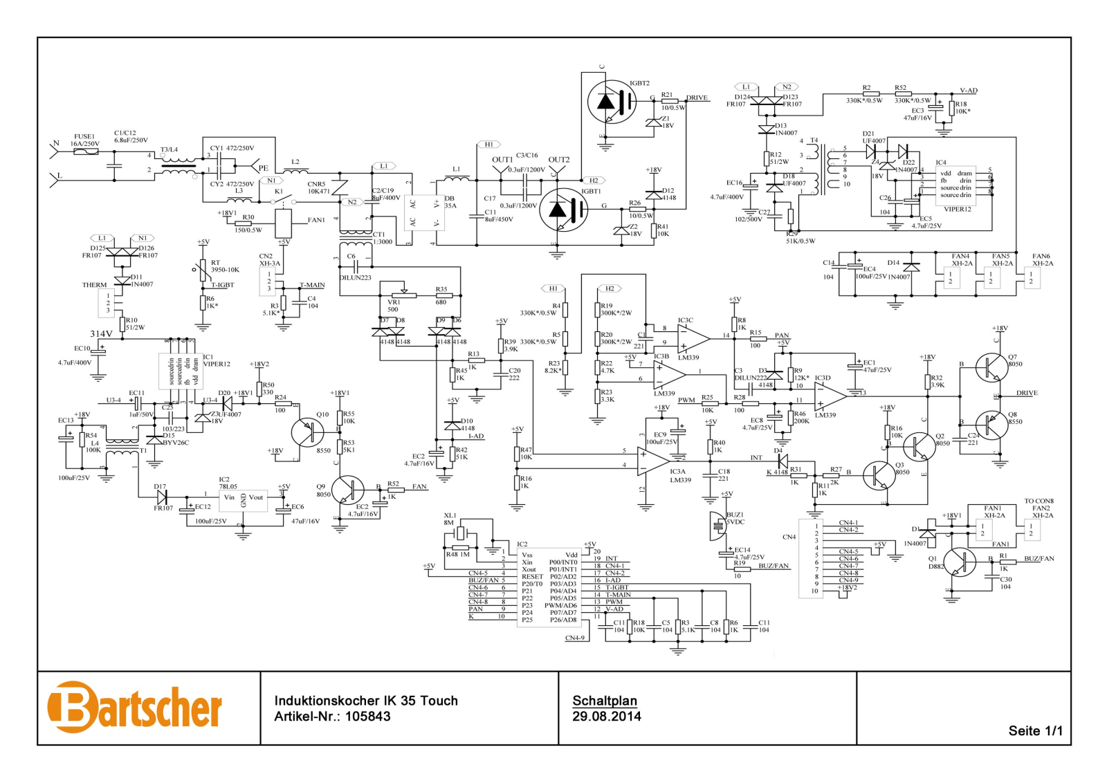 Bartscher IK 35 TC, 105843 Electrical schematic