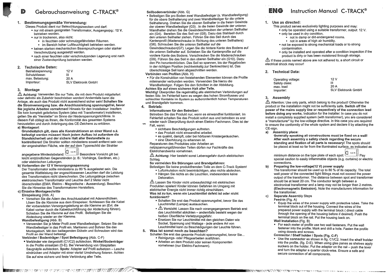 SLV C-Track Instruction Manual