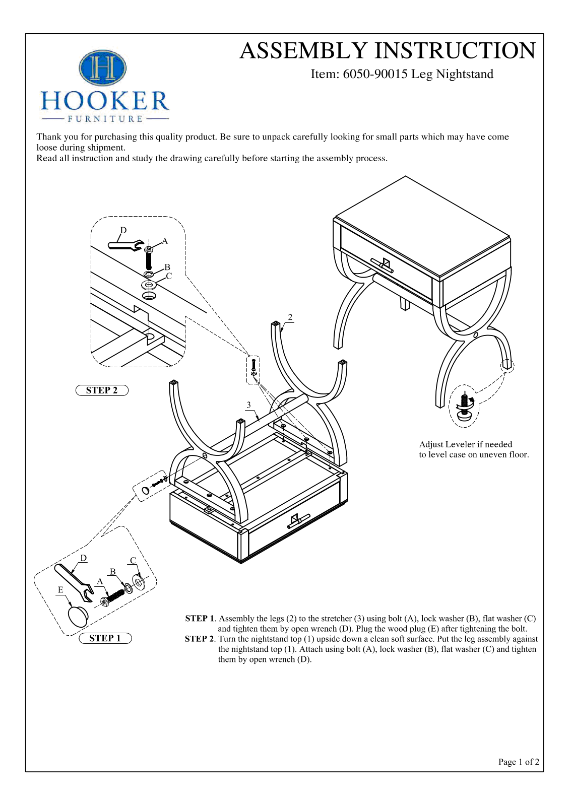 Hooker 6050-90015 Assembly Instructions