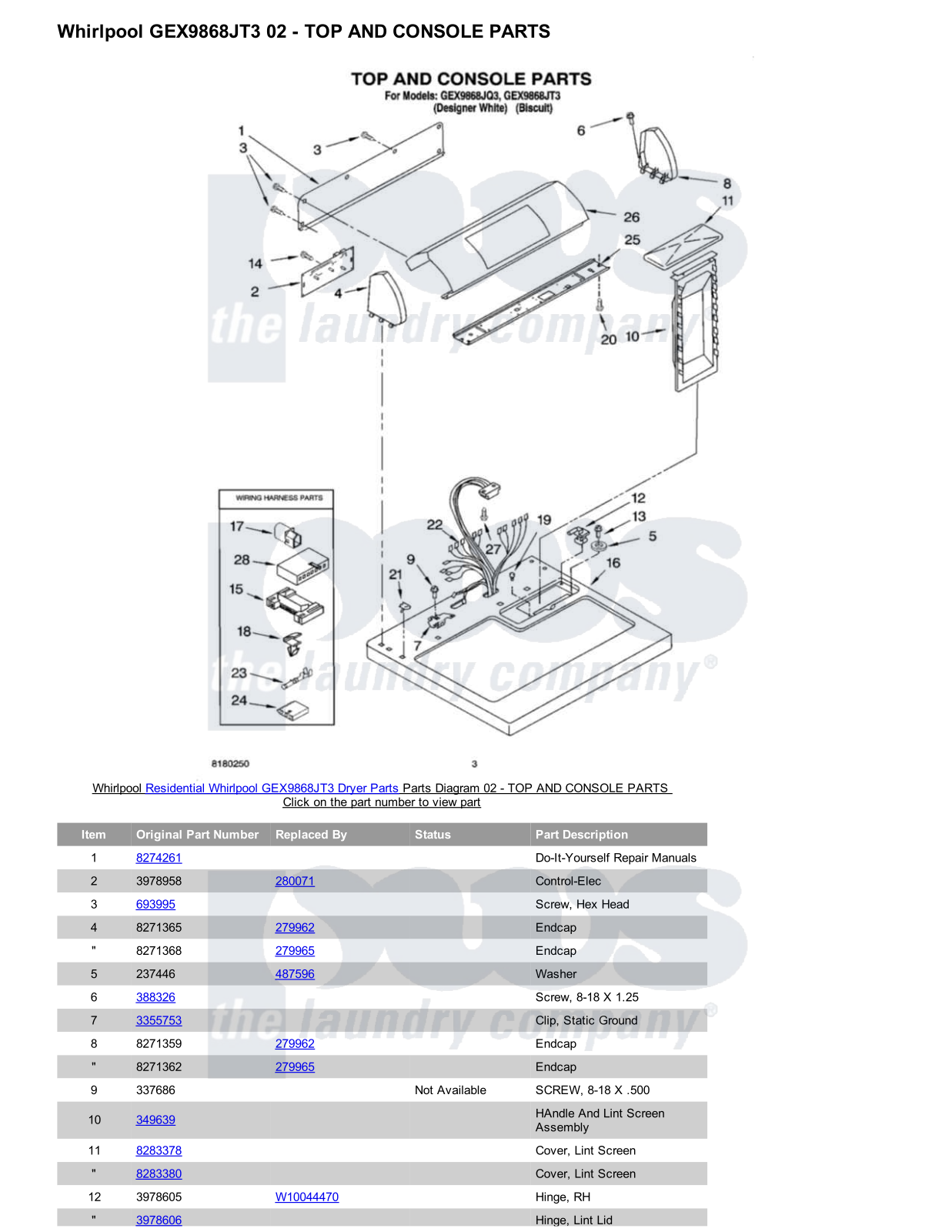 Whirlpool GEX9868JT3 Parts Diagram