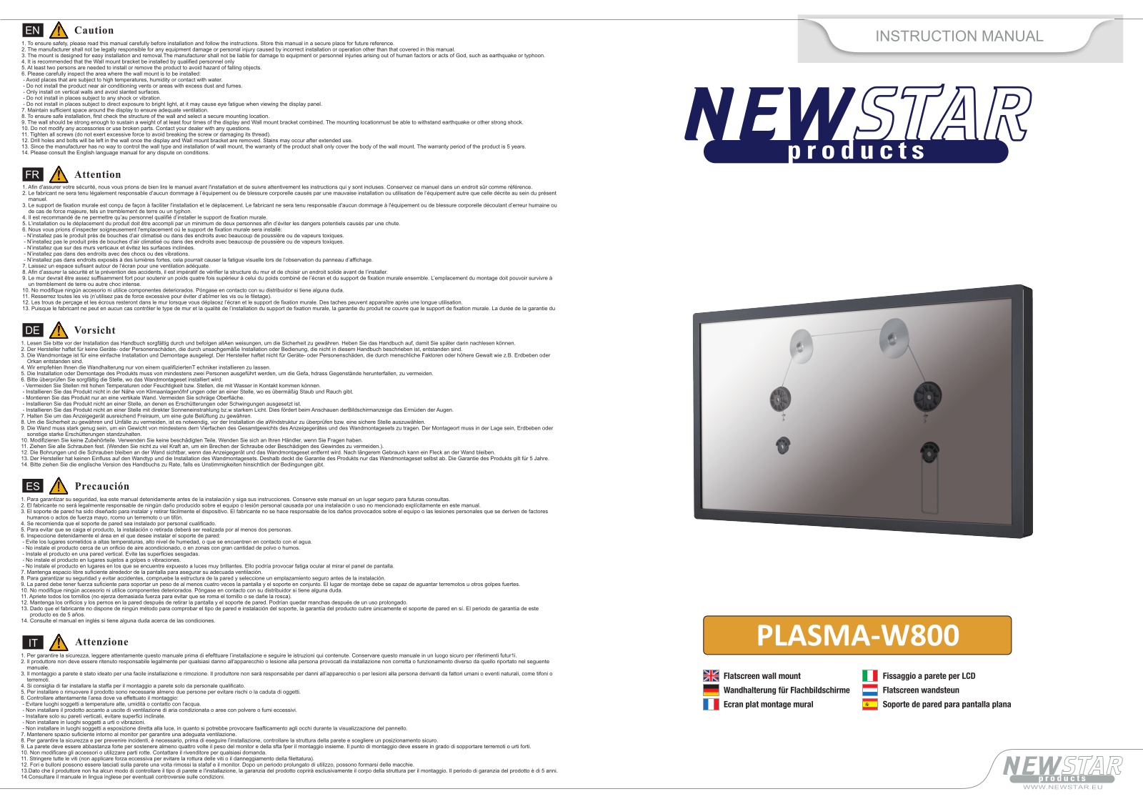 NewStar PLASMA-W800 User Manual